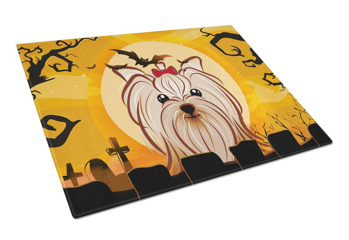 Halloween Yorkie Yorkshire Terrier Glass Cutting Board Large BB1762LCB by Caroline&#39;s Treasures