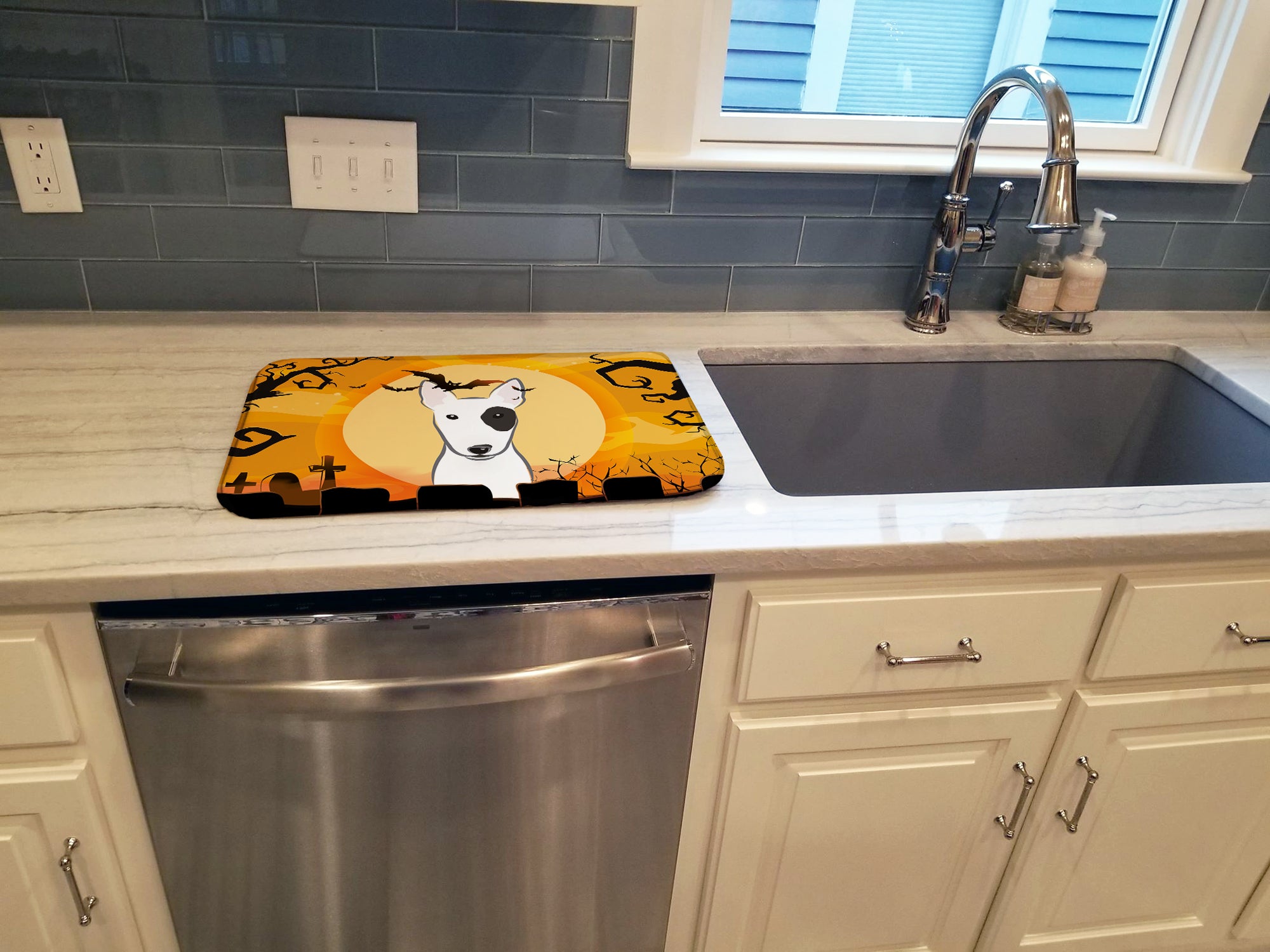 Halloween Bull Terrier Dish Drying Mat BB1767DDM