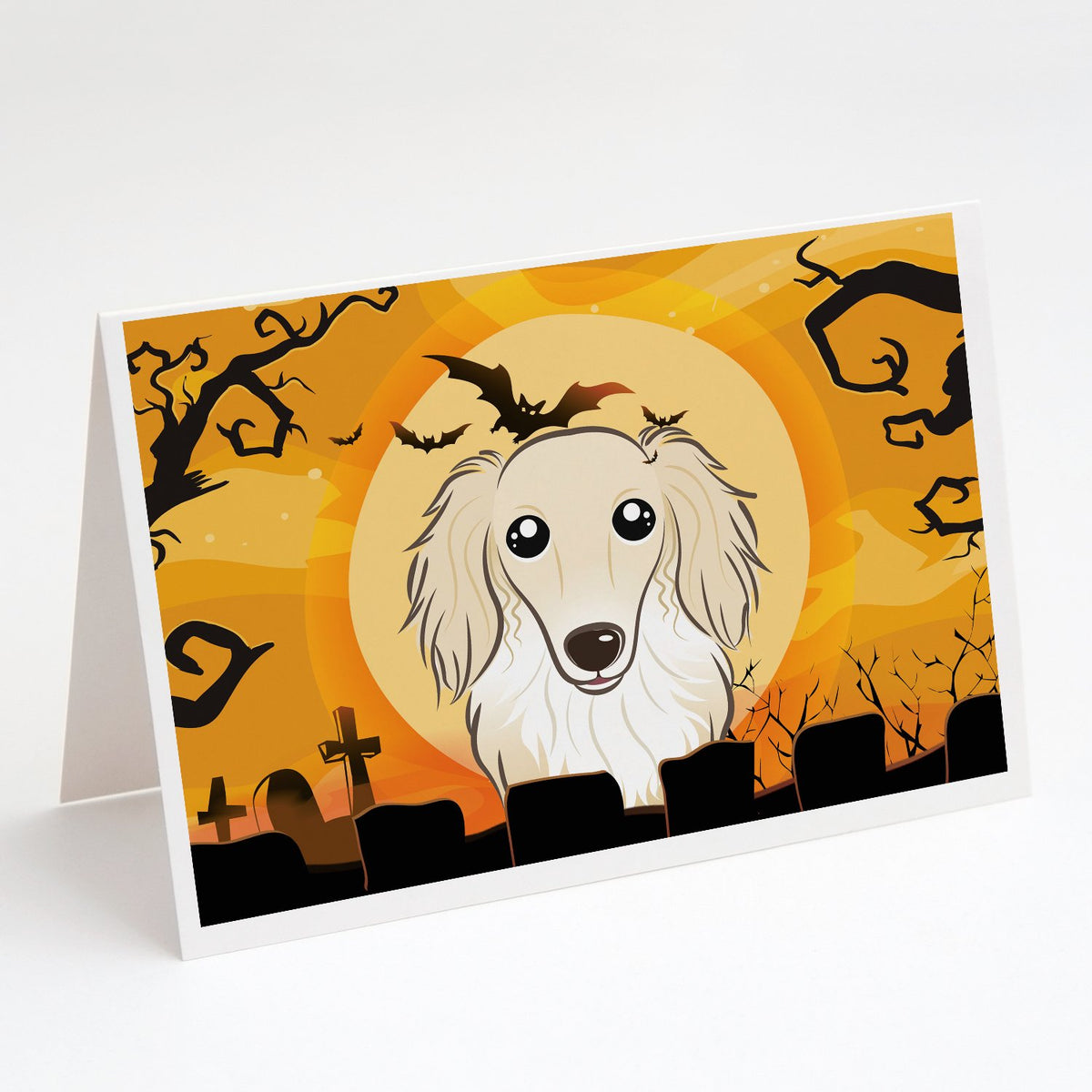 Buy this Halloween Longhair Creme Dachshund Greeting Cards and Envelopes Pack of 8