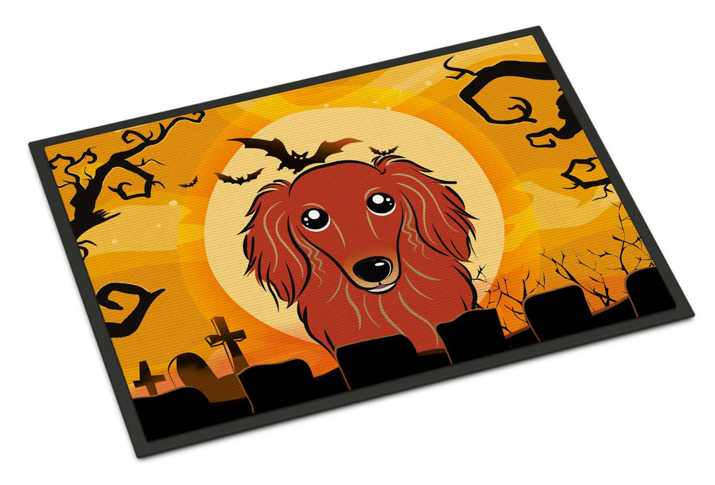 Halloween Longhair Red Dachshund Indoor or Outdoor Mat 18x27 BB1772MAT - the-store.com