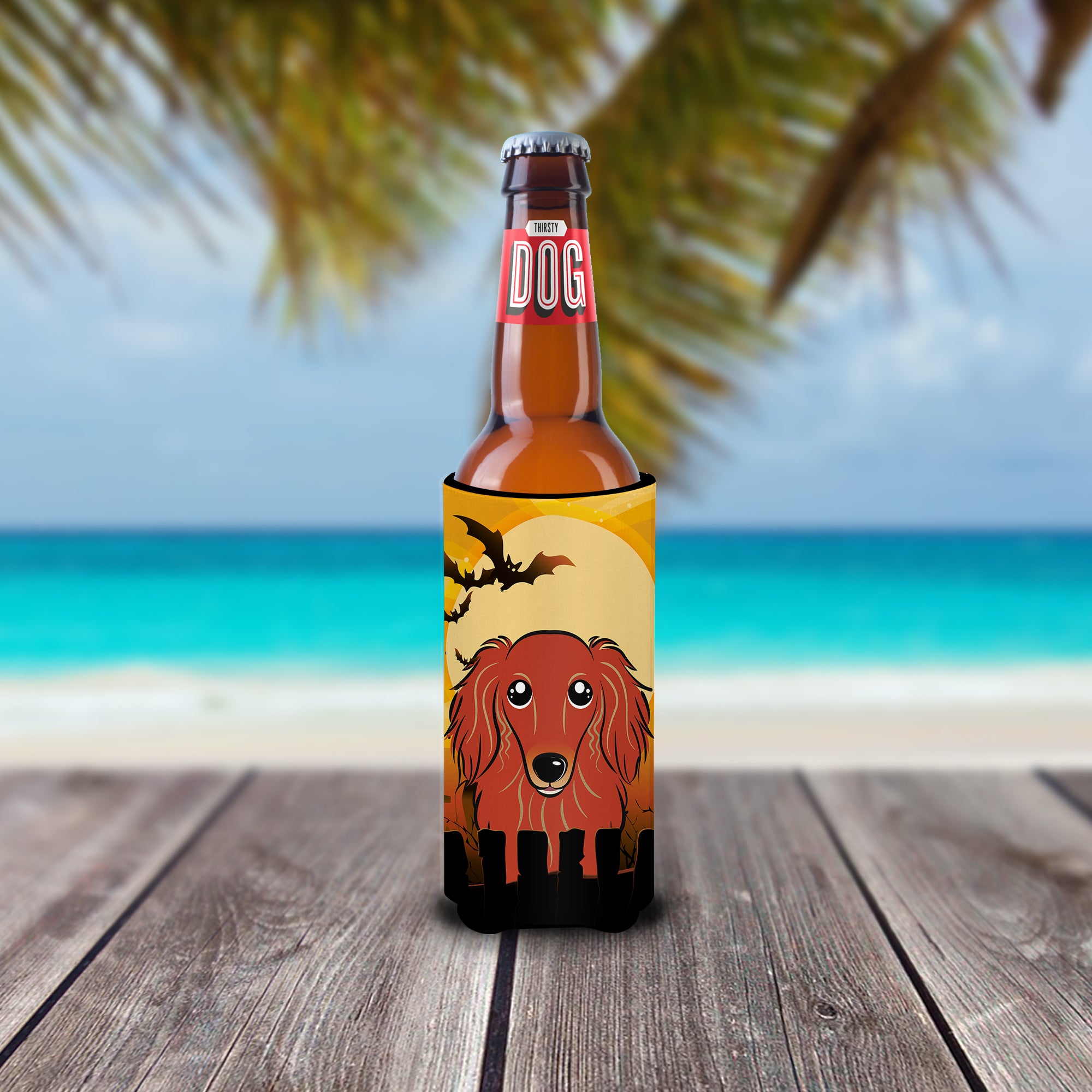 Halloween Longhair Red Dachshund Ultra Beverage Insulators for slim cans BB1772MUK  the-store.com.