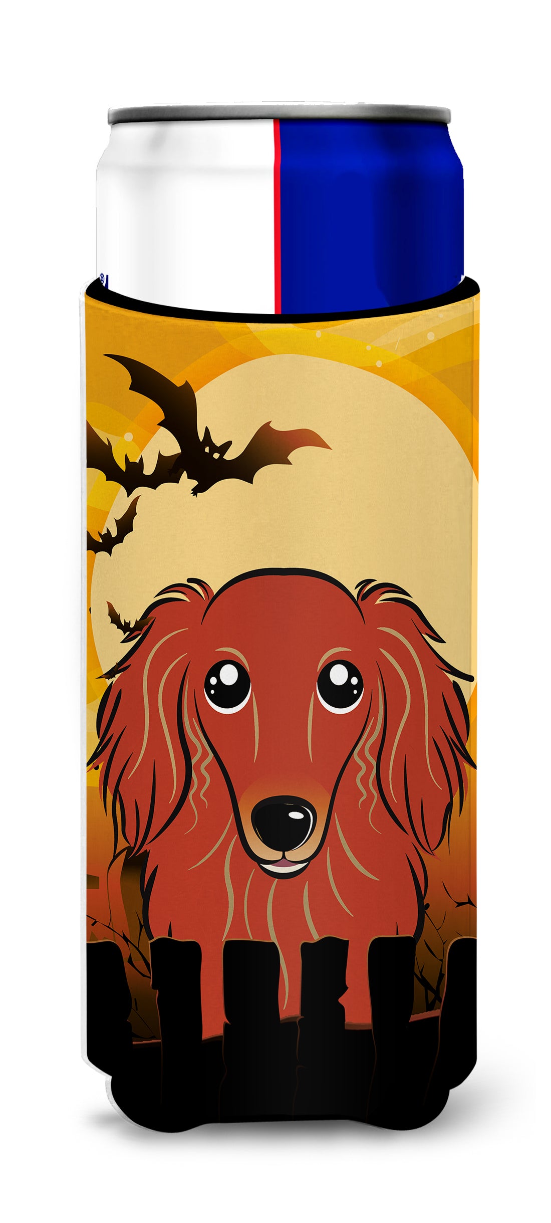 Halloween Longhair Red Dachshund Ultra Beverage Insulators for slim cans BB1772MUK  the-store.com.