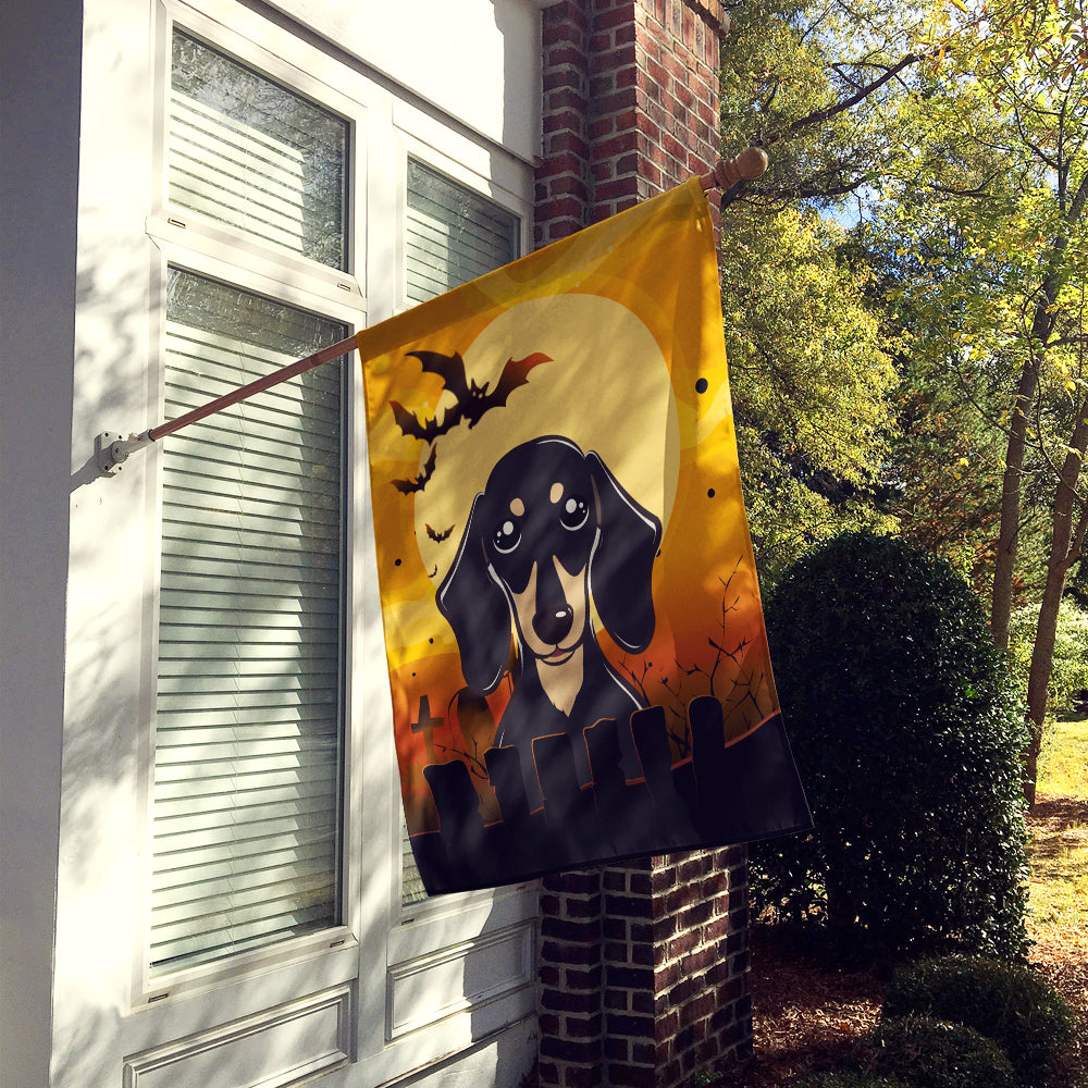 Halloween Smooth Black and Tan Dachshund Flag Canvas House Size BB1773CHF