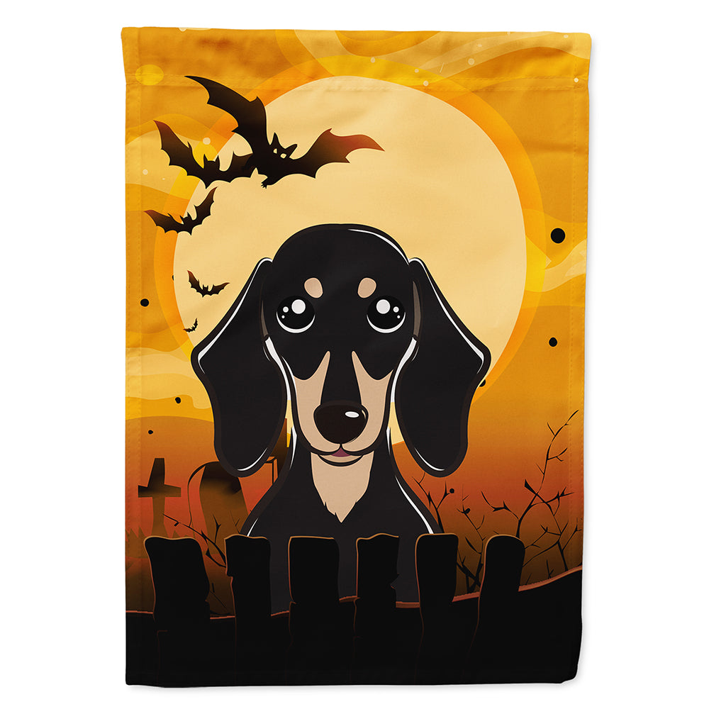 Halloween Smooth Black and Tan Dachshund Flag Canvas House Size BB1773CHF  the-store.com.