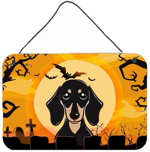 Halloween Smooth Black and Tan Dachshund Wall or Door Hanging Prints BB1773DS812 by Caroline&#39;s Treasures