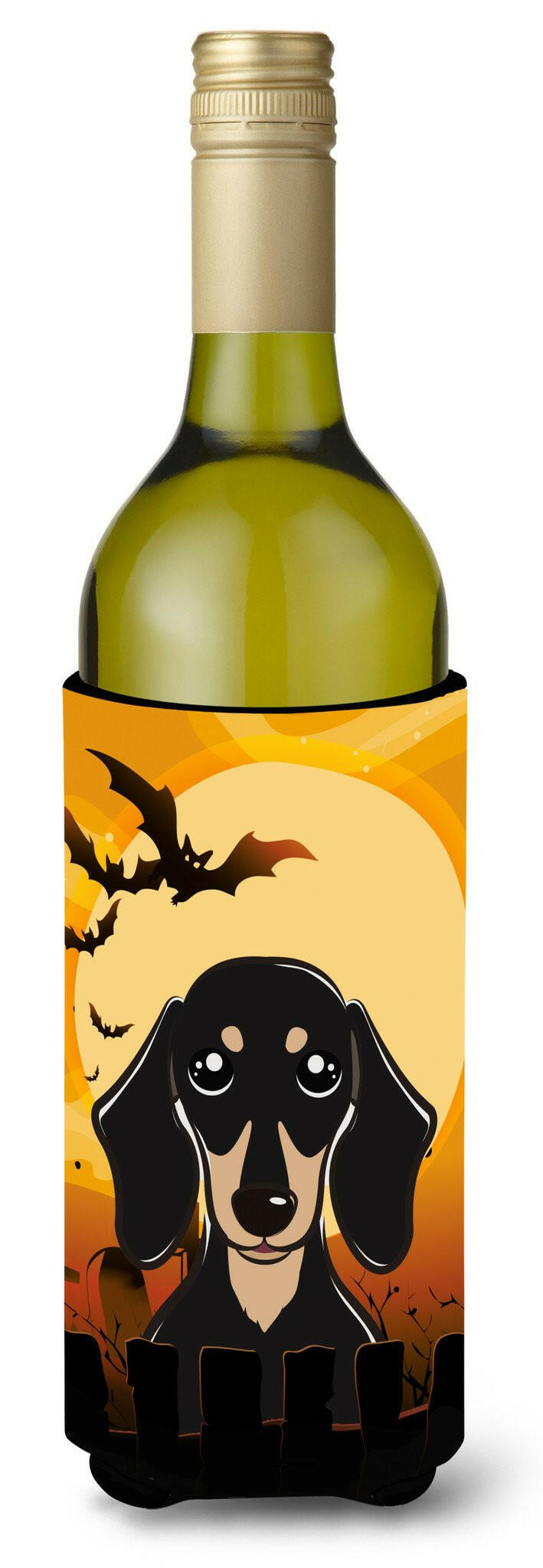 Halloween Smooth Black and Tan Dachshund Wine Bottle Beverage Insulator Hugger BB1773LITERK by Caroline&#39;s Treasures