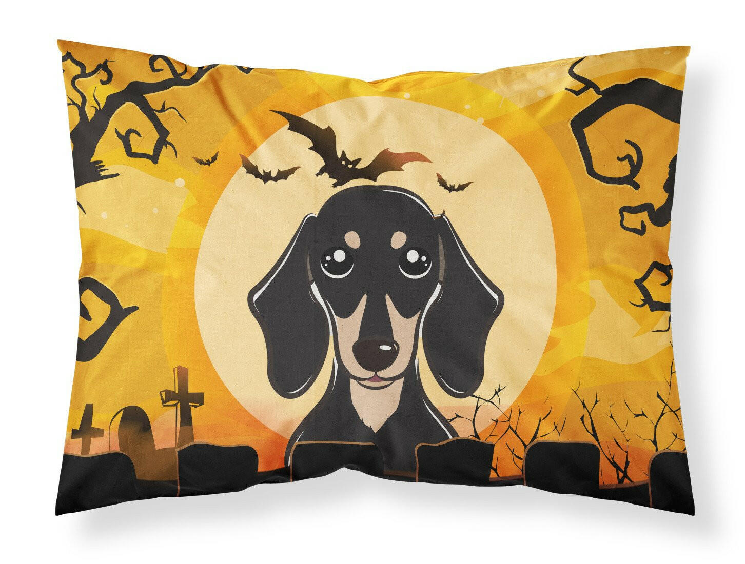 Halloween Smooth Black and Tan Dachshund Fabric Standard Pillowcase BB1773PILLOWCASE by Caroline's Treasures