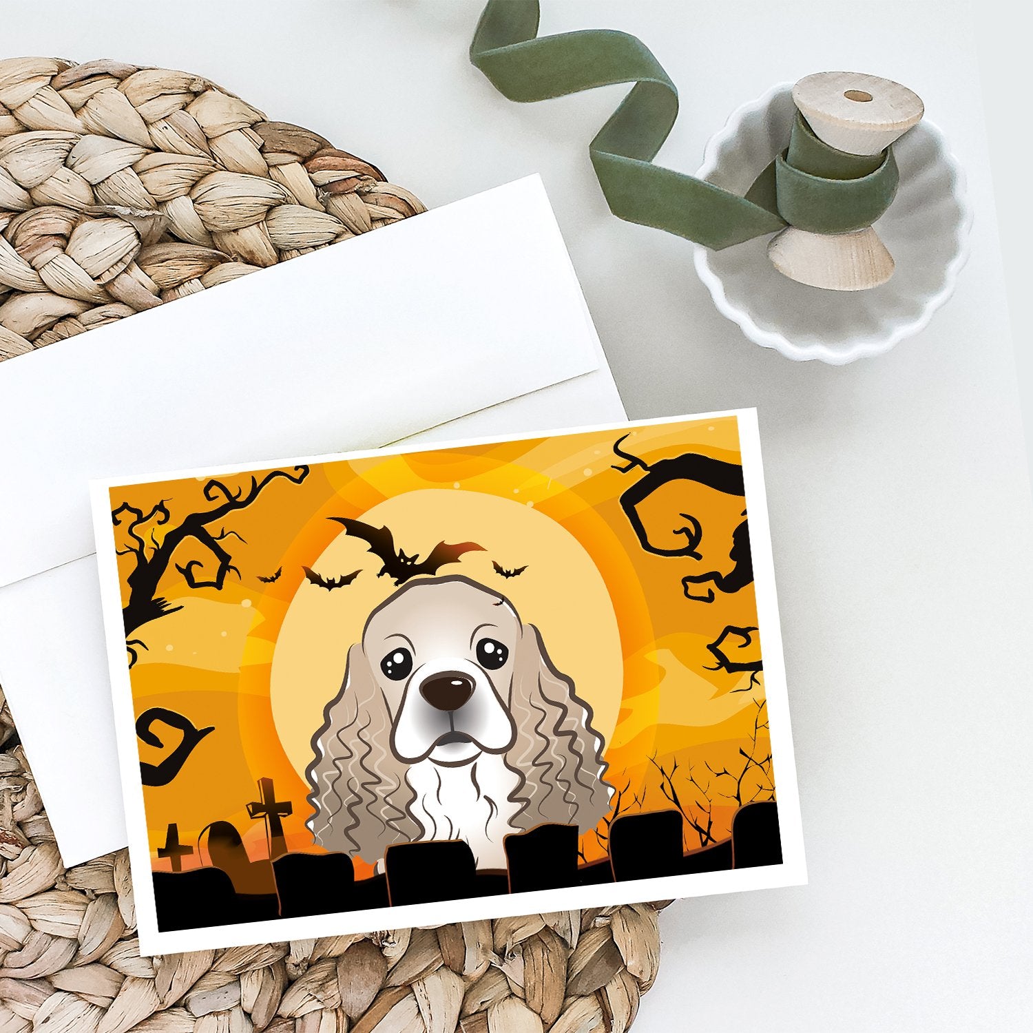Halloween Cocker Spaniel Greeting Cards and Envelopes Pack of 8 - the-store.com