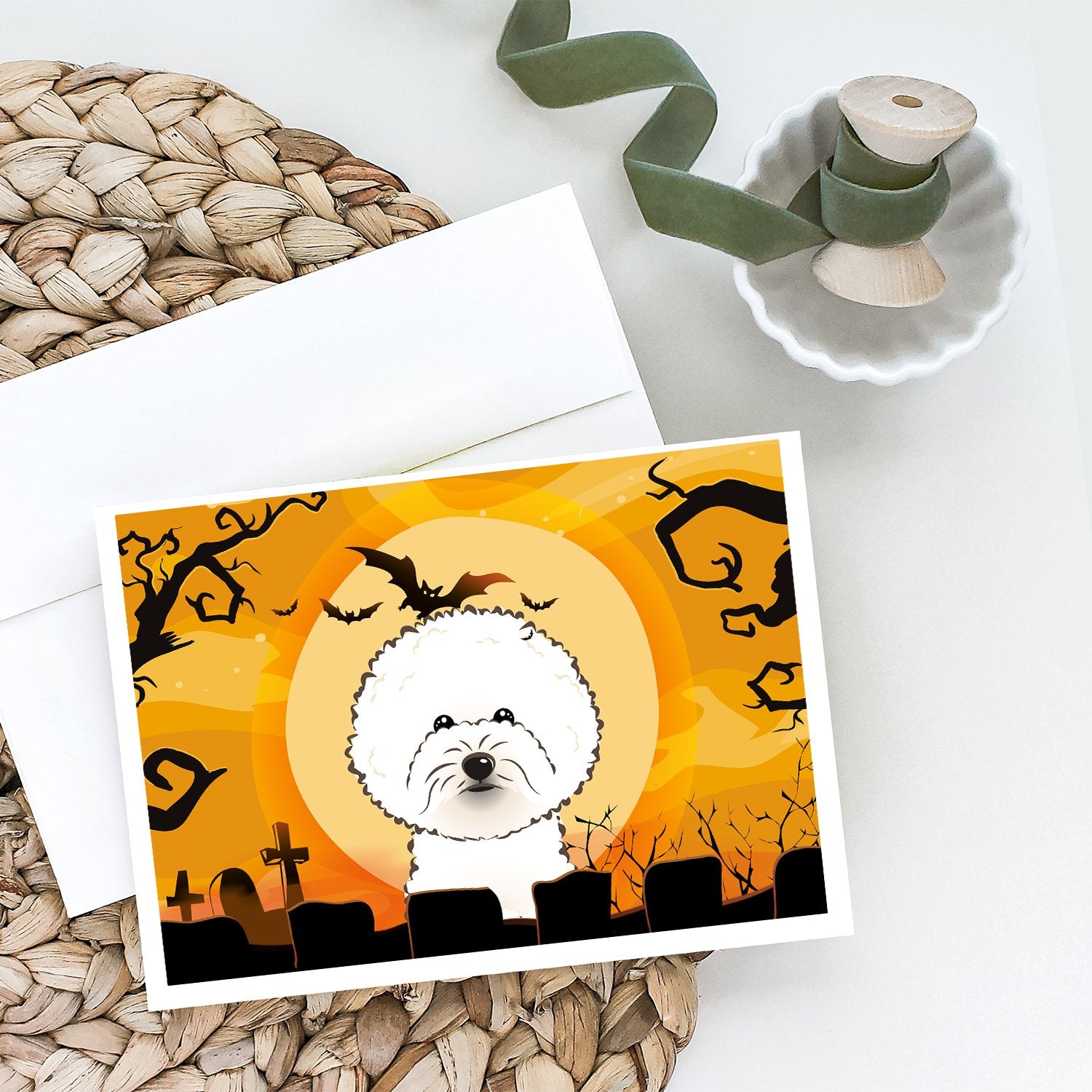 Halloween Bichon Frise Greeting Cards and Envelopes Pack of 8 - the-store.com
