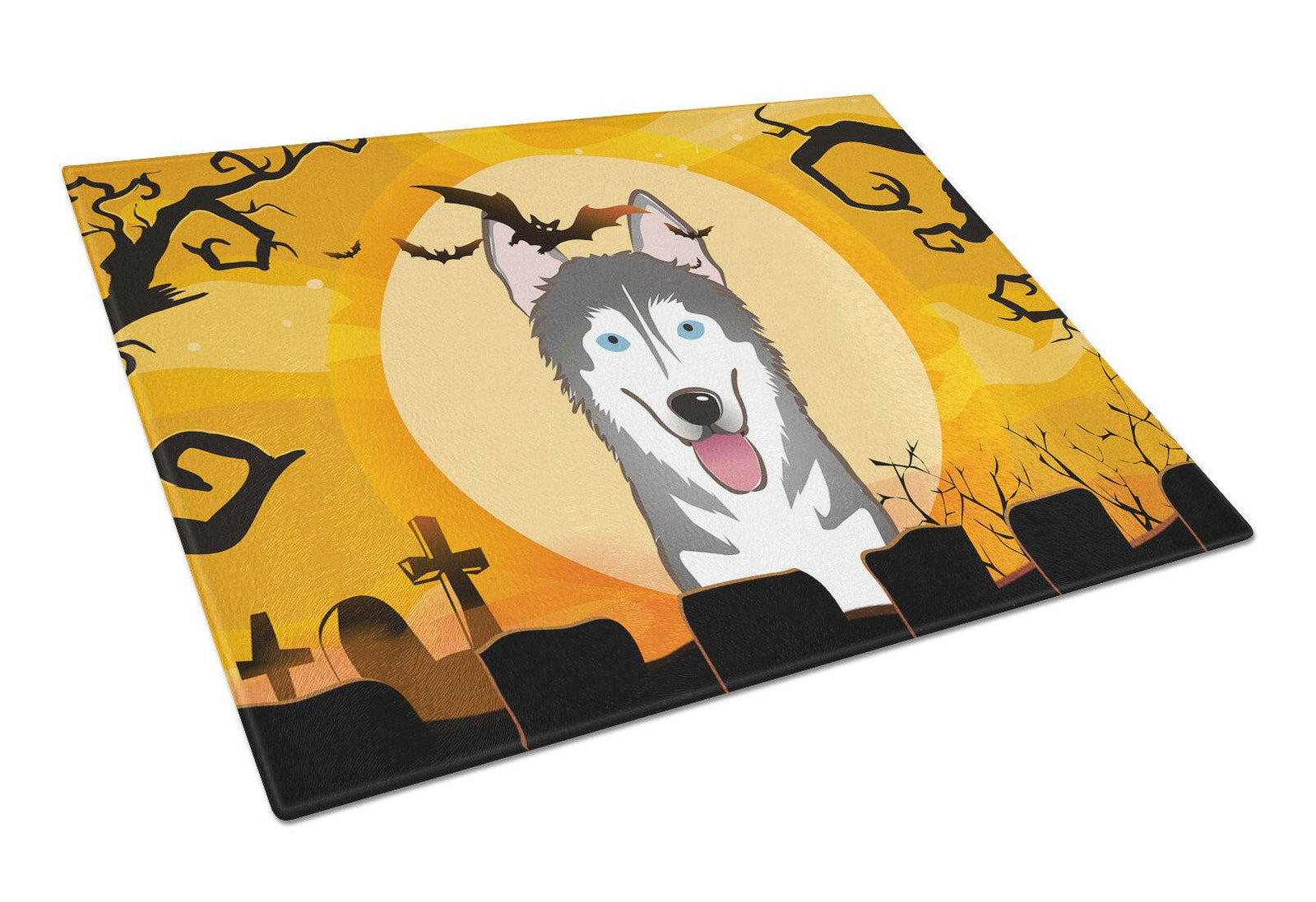 Caroline's Treasures Halloween Alaskan Malamute Glass Cutting Boards – Durable, Decorative Kitchen Art Large BB1776LCB