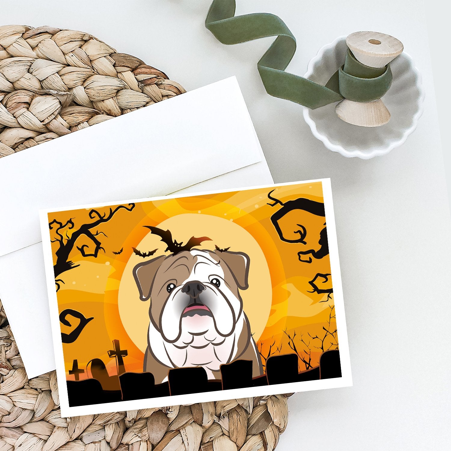 Halloween English Bulldog  Greeting Cards and Envelopes Pack of 8 - the-store.com