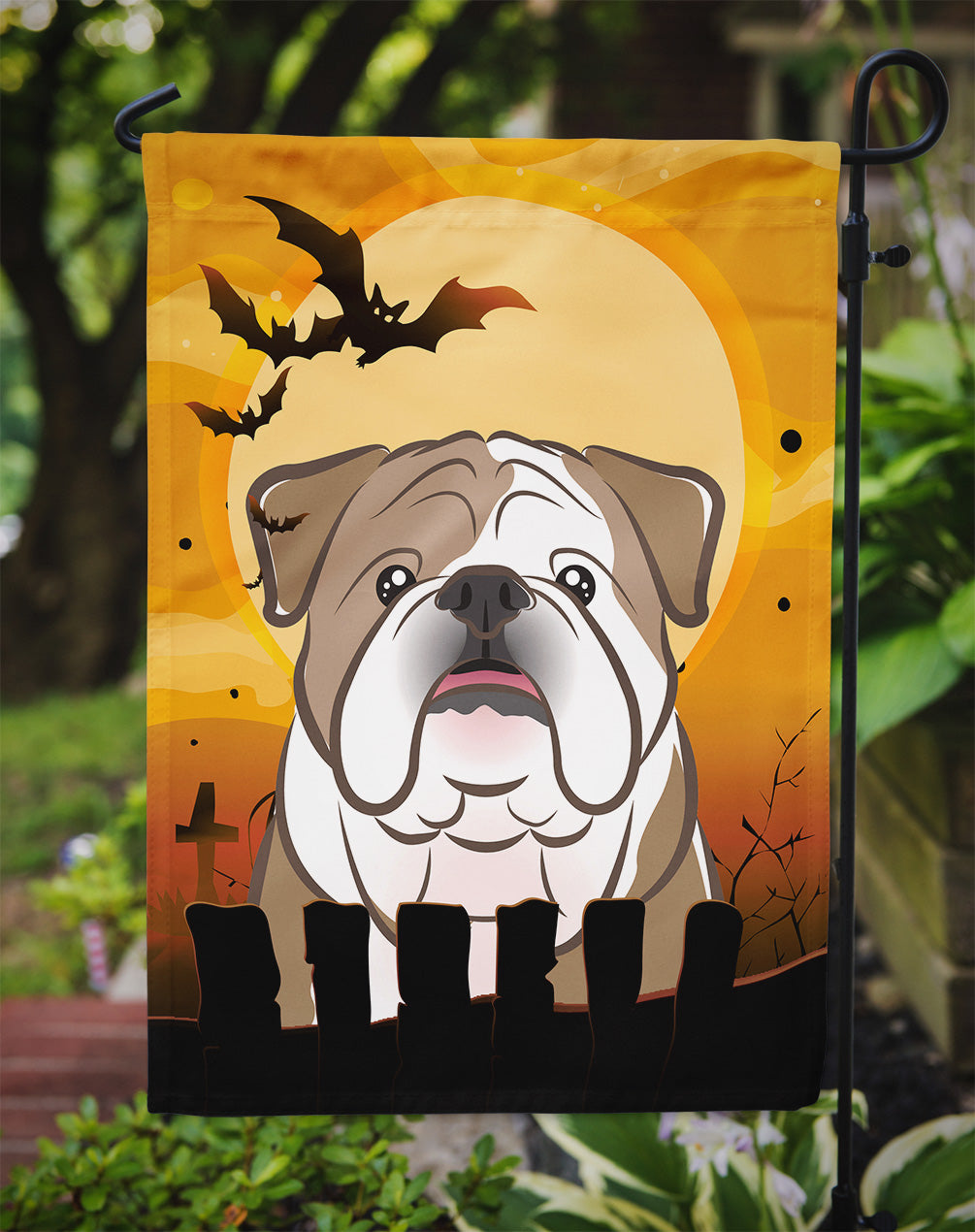 Halloween Bulldog Anglais Drapeau Jardin Taille BB1777GF