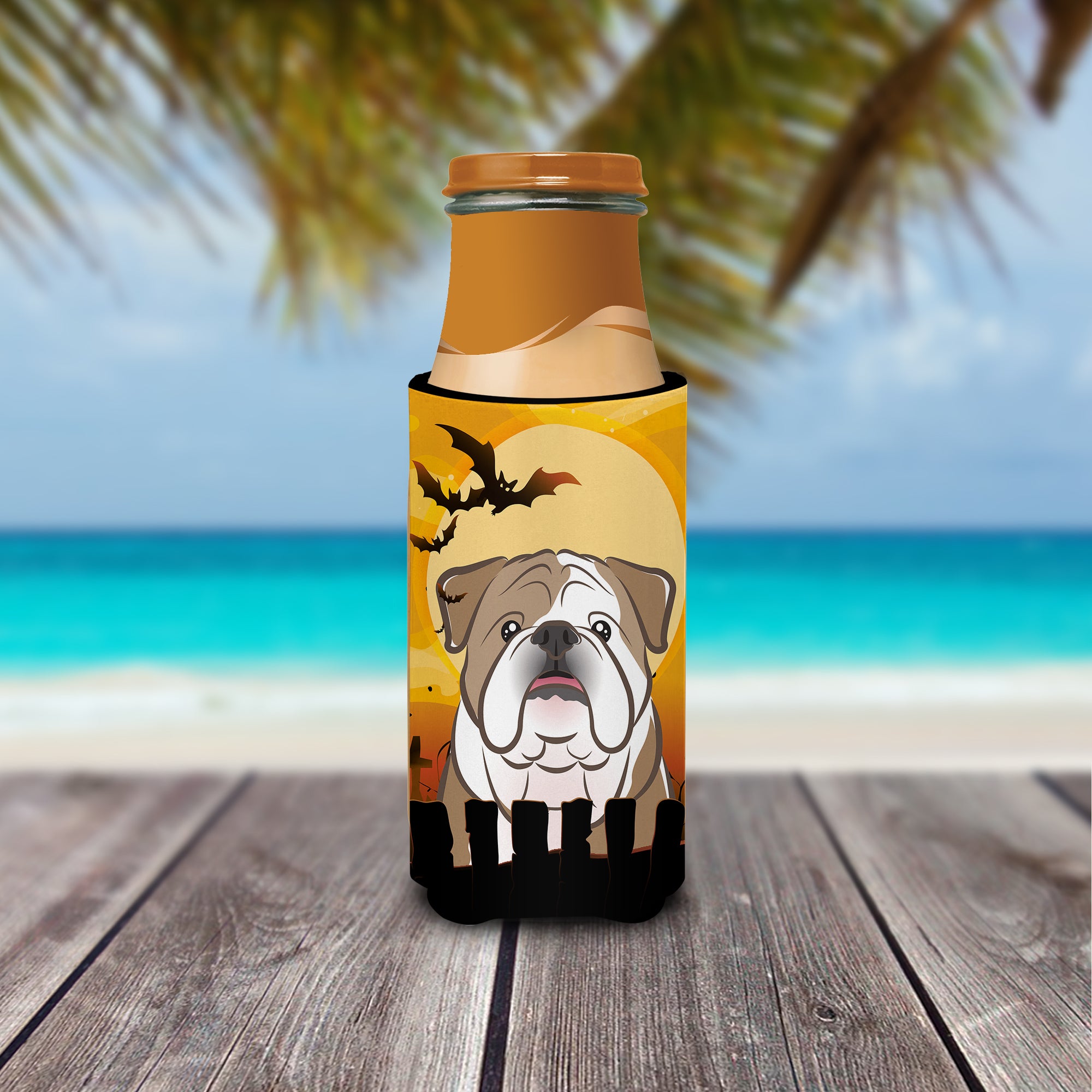 Halloween English Bulldog  Ultra Beverage Insulators for slim cans BB1777MUK