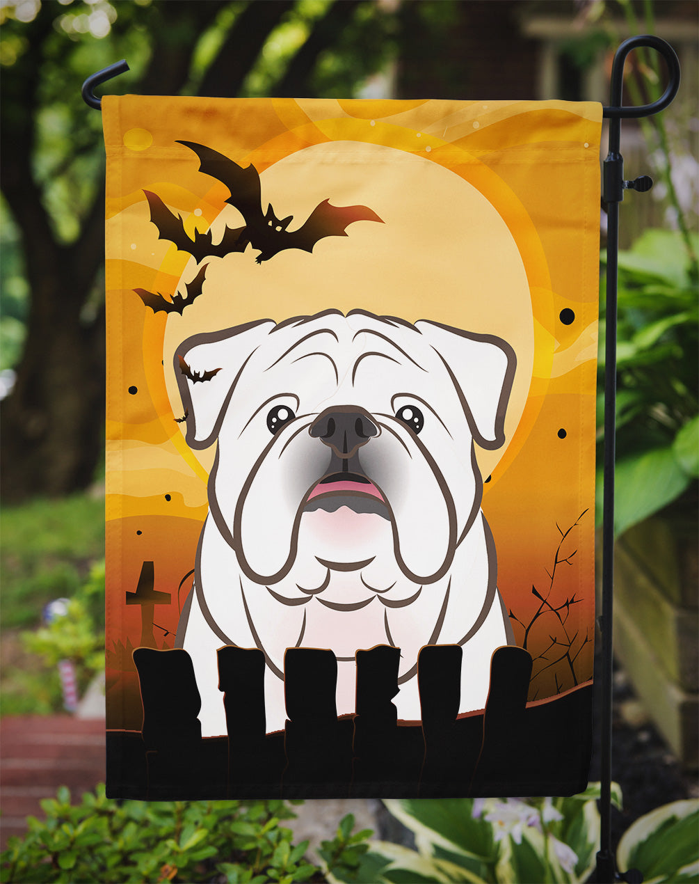 Halloween White English Bulldog  Flag Garden Size BB1778GF