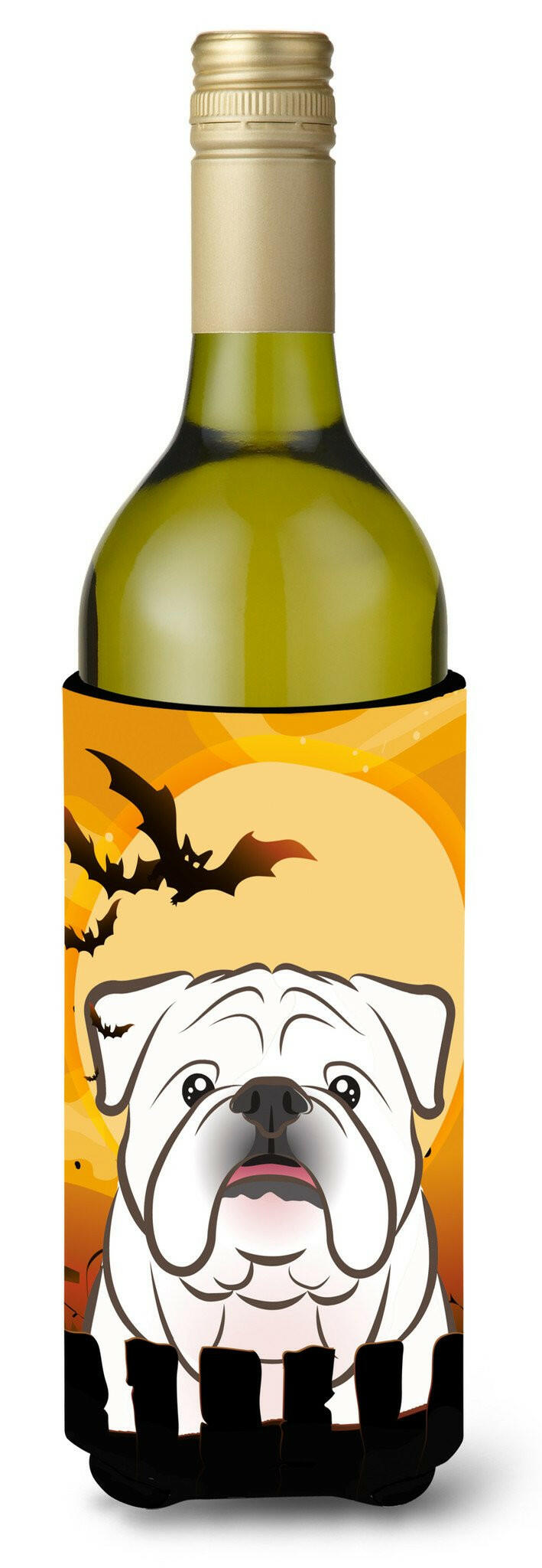Halloween White English Bulldog  Wine Bottle Beverage Insulator Hugger BB1778LITERK by Caroline&#39;s Treasures