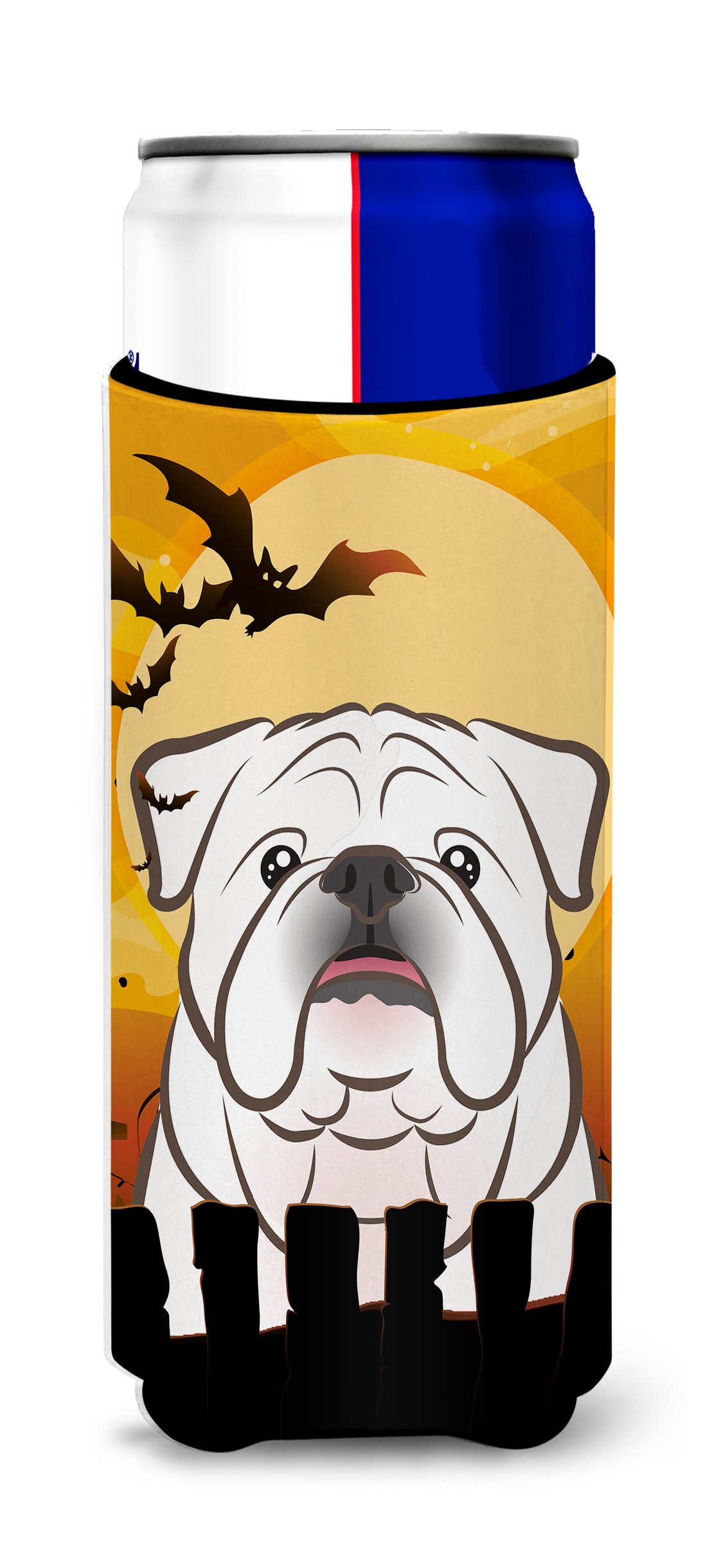 Halloween White English Bulldog  Ultra Beverage Insulators for slim cans BB1778MUK