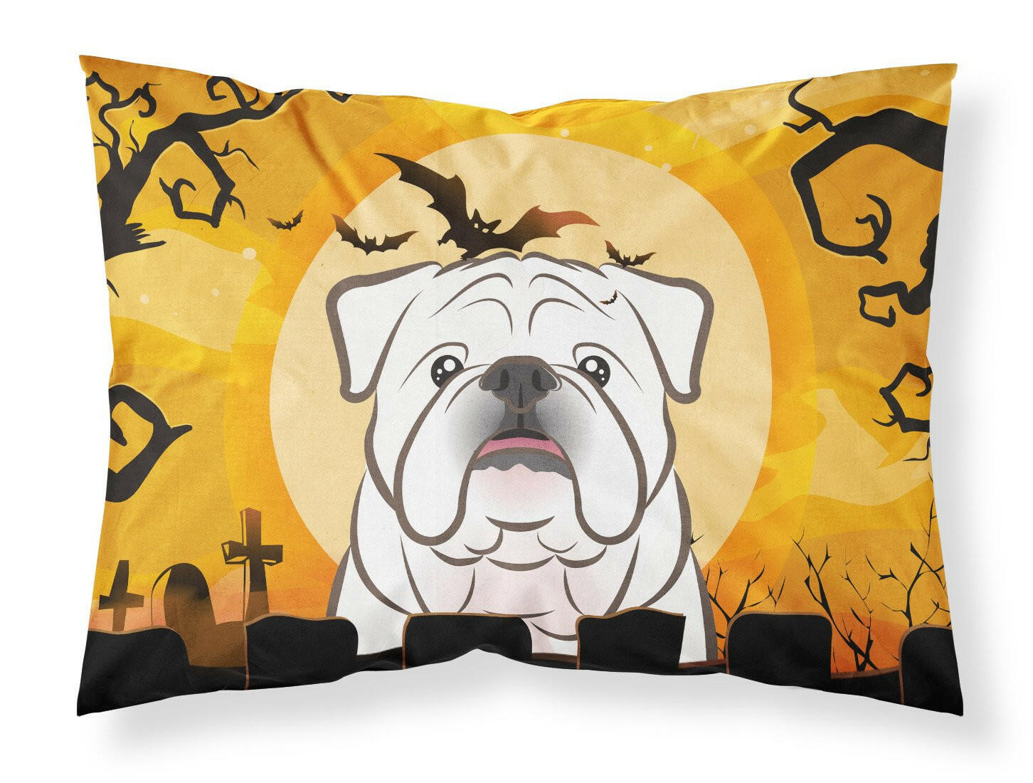 Halloween White English Bulldog  Fabric Standard Pillowcase BB1778PILLOWCASE by Caroline's Treasures