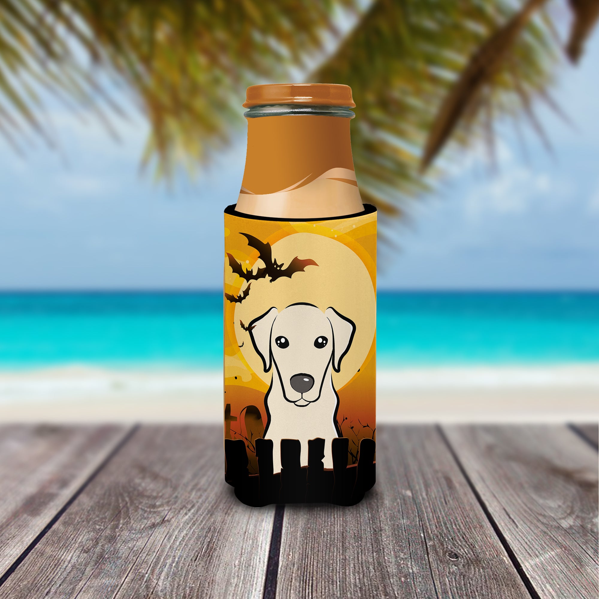 Halloween Yellow Labrador Ultra Beverage Insulators for slim cans BB1780MUK  the-store.com.