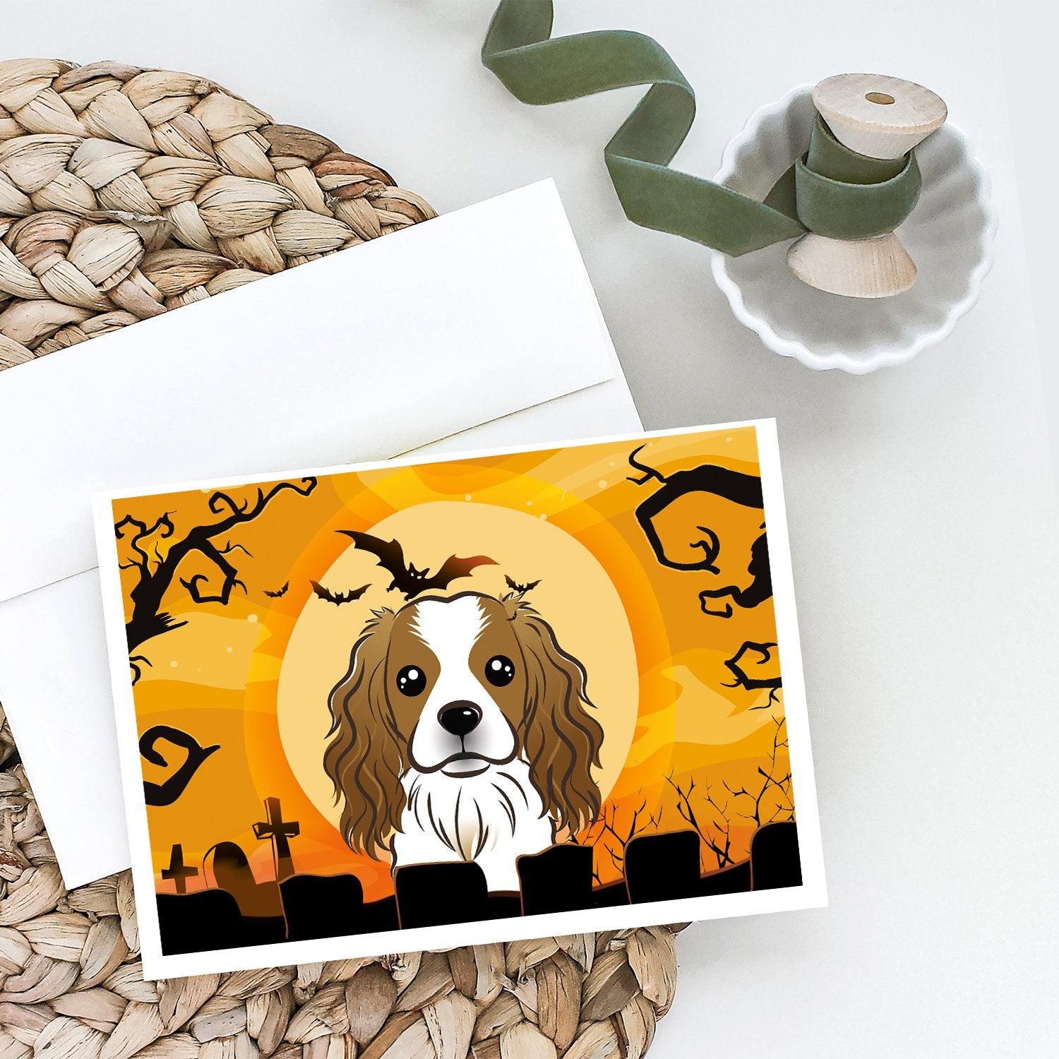 Buy this Halloween Cavalier Spaniel Greeting Cards and Envelopes Pack of 8