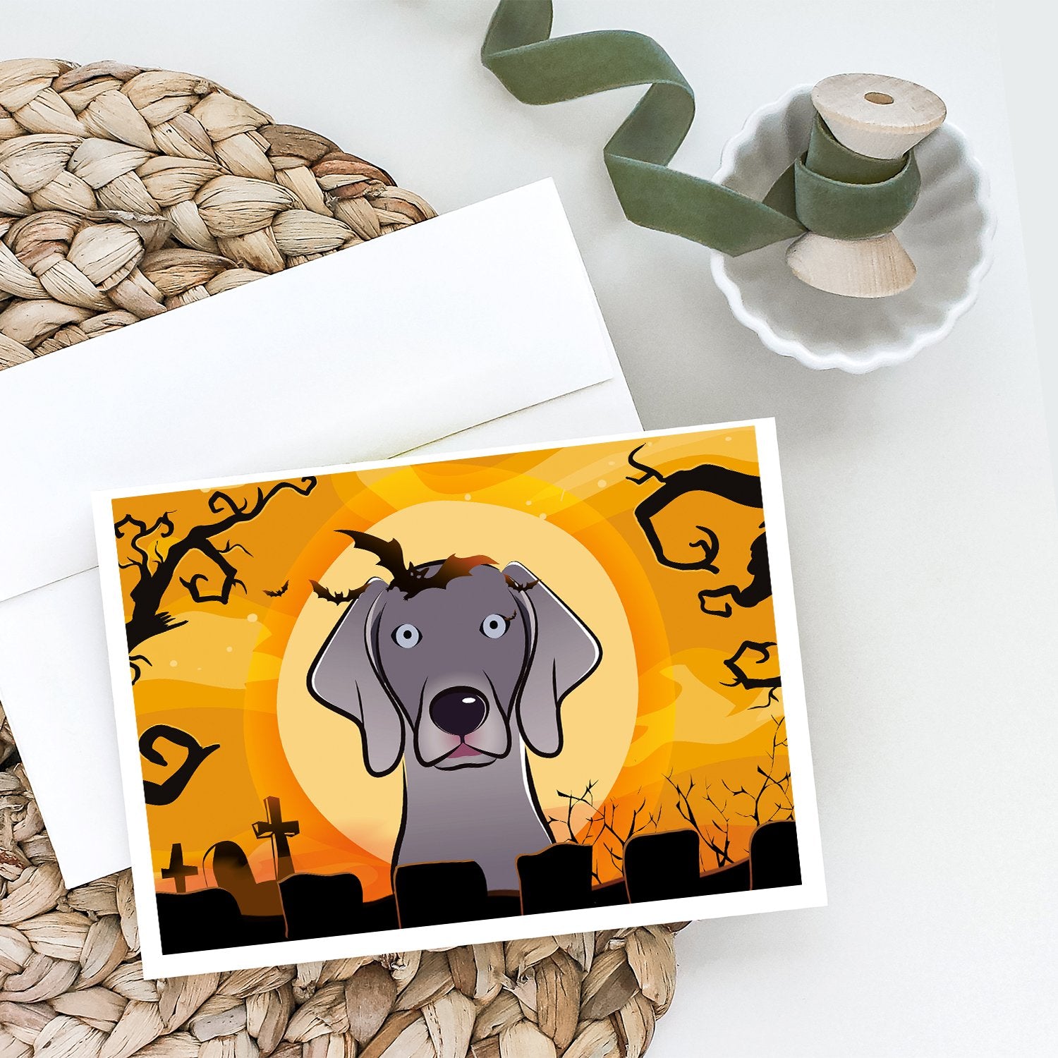 Buy this Halloween Weimaraner Greeting Cards and Envelopes Pack of 8