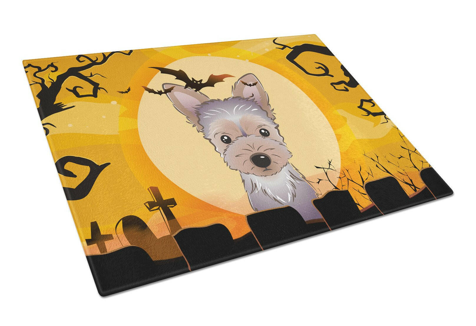 Halloween Yorkie Puppy Glass Cutting Board Large BB1790LCB by Caroline's Treasures