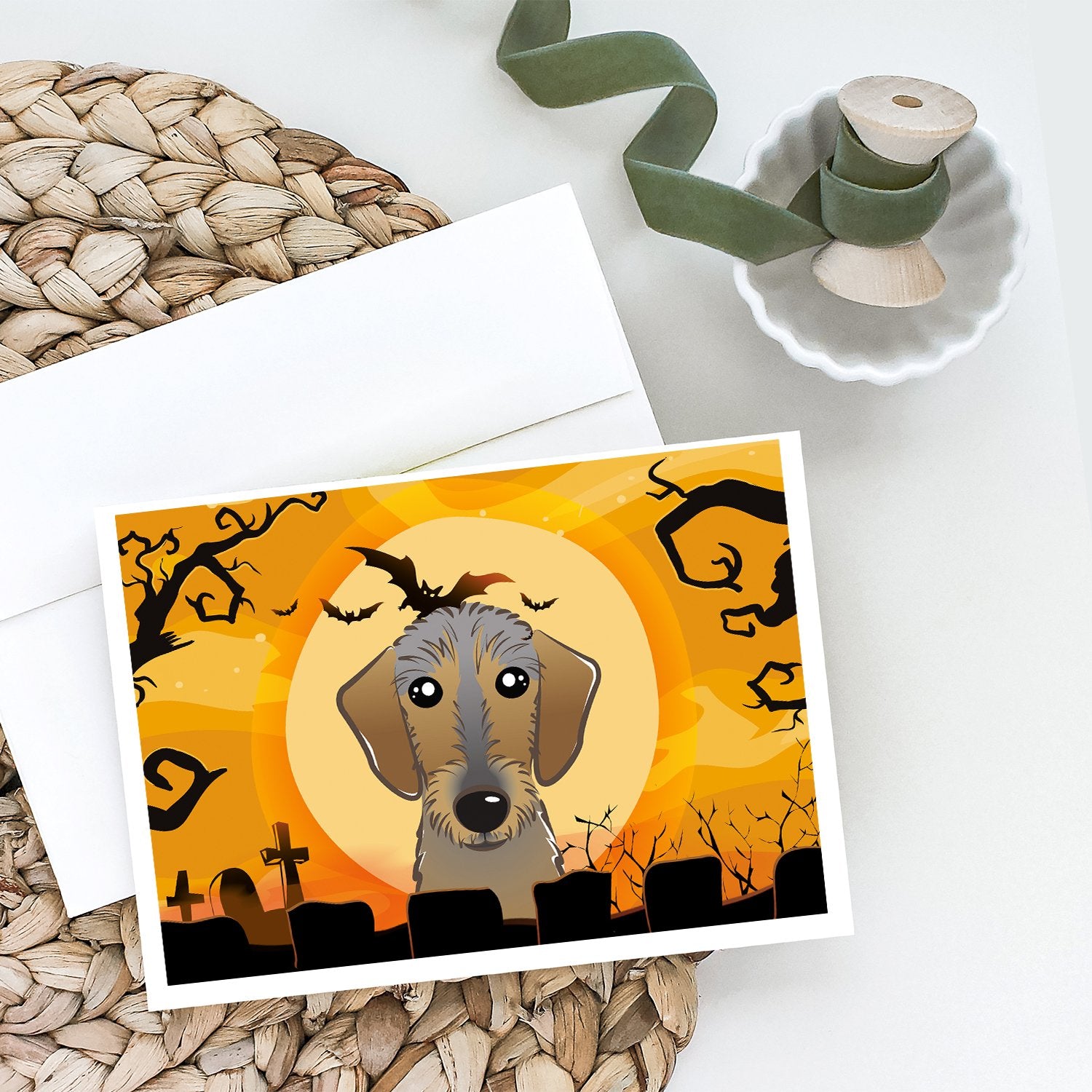 Halloween Wirehaired Dachshund Greeting Cards and Envelopes Pack of 8 - the-store.com