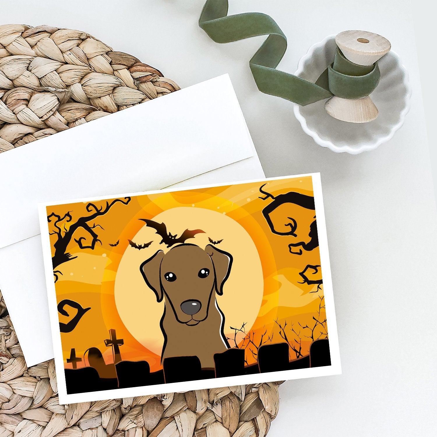 Halloween Chocolate Labrador Greeting Cards and Envelopes Pack of 8 - the-store.com