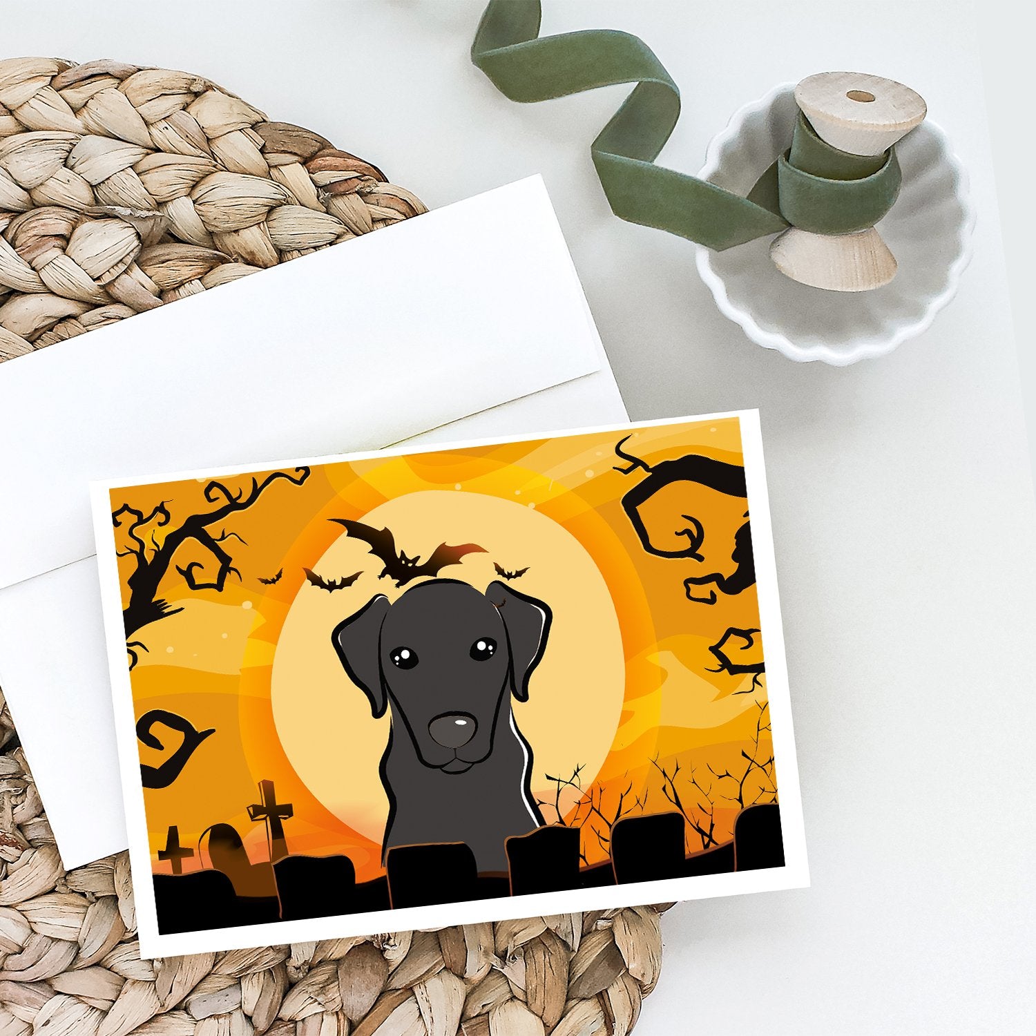 Buy this Halloween Black Labrador Greeting Cards and Envelopes Pack of 8