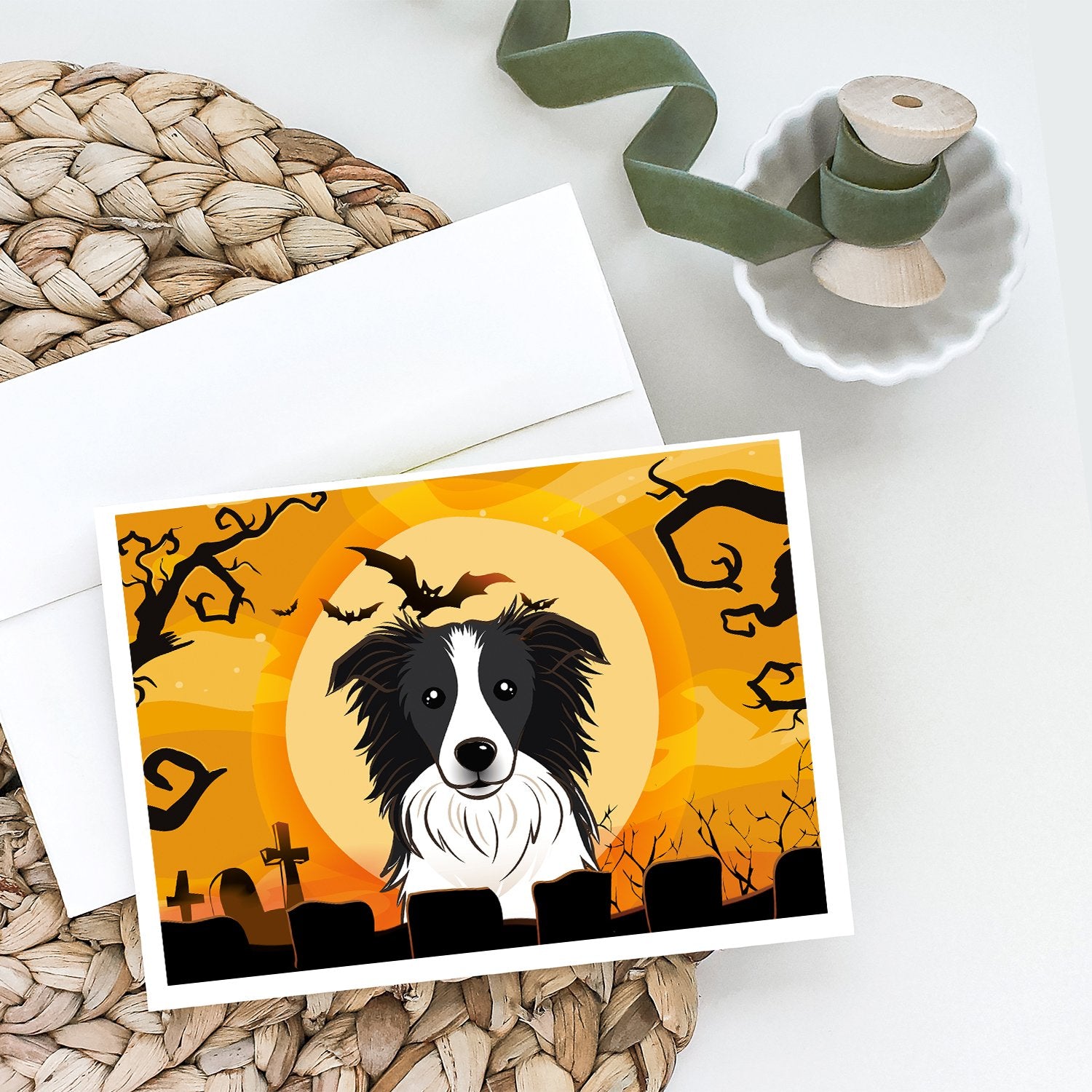 Halloween Border Collie Greeting Cards and Envelopes Pack of 8 - the-store.com