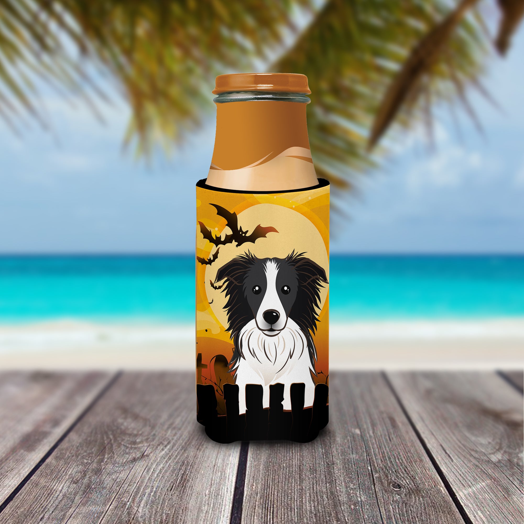 Halloween Border Collie Ultra Beverage Insulators for slim cans BB1799MUK  the-store.com.