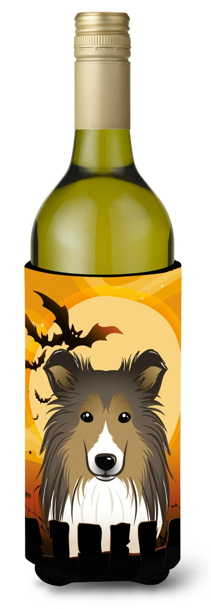 Halloween Sheltie Wine Bottle Beverage Insulator Hugger BB1800LITERK by Caroline&#39;s Treasures