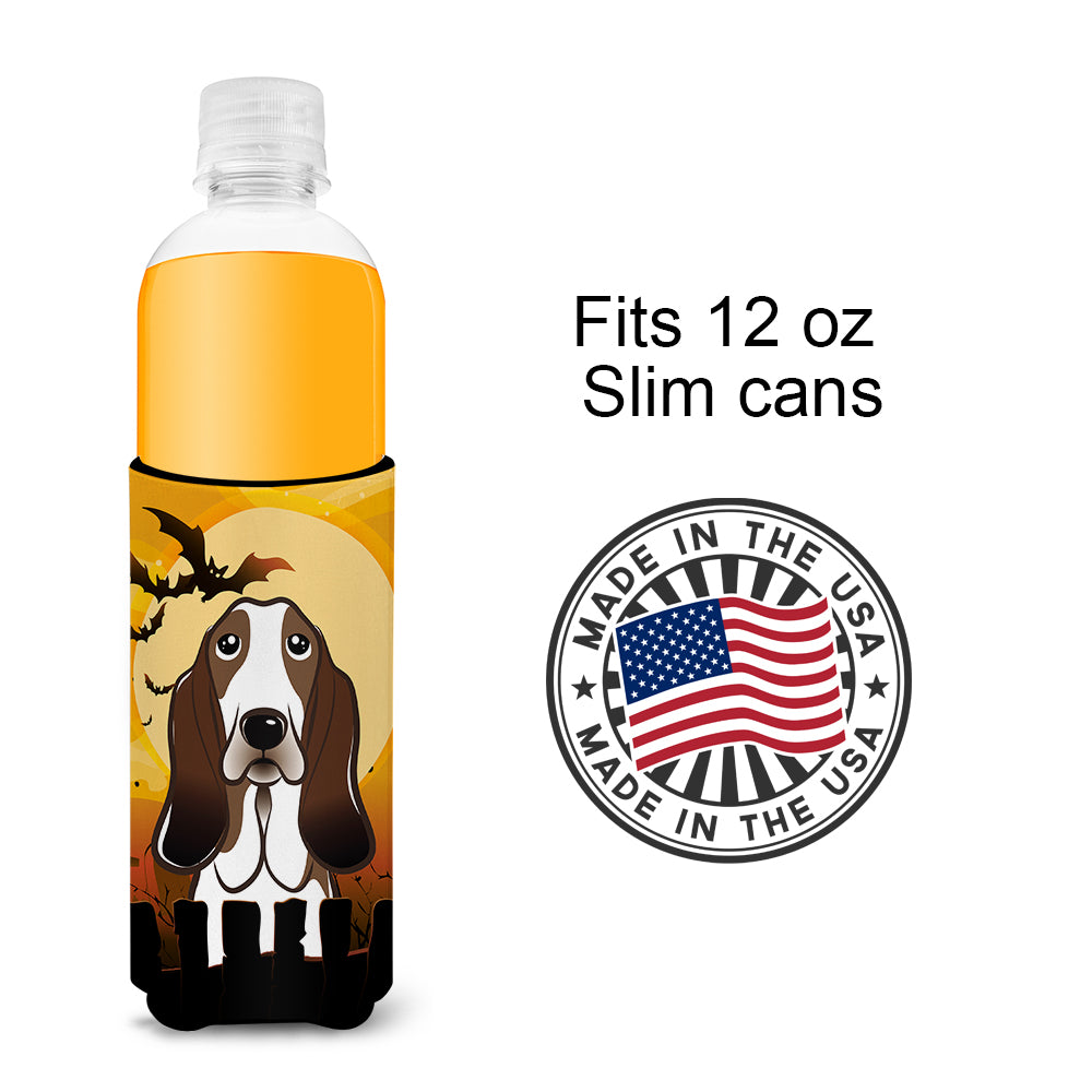 Halloween Basset Hound Ultra Beverage Insulators for slim cans BB1801MUK  the-store.com.