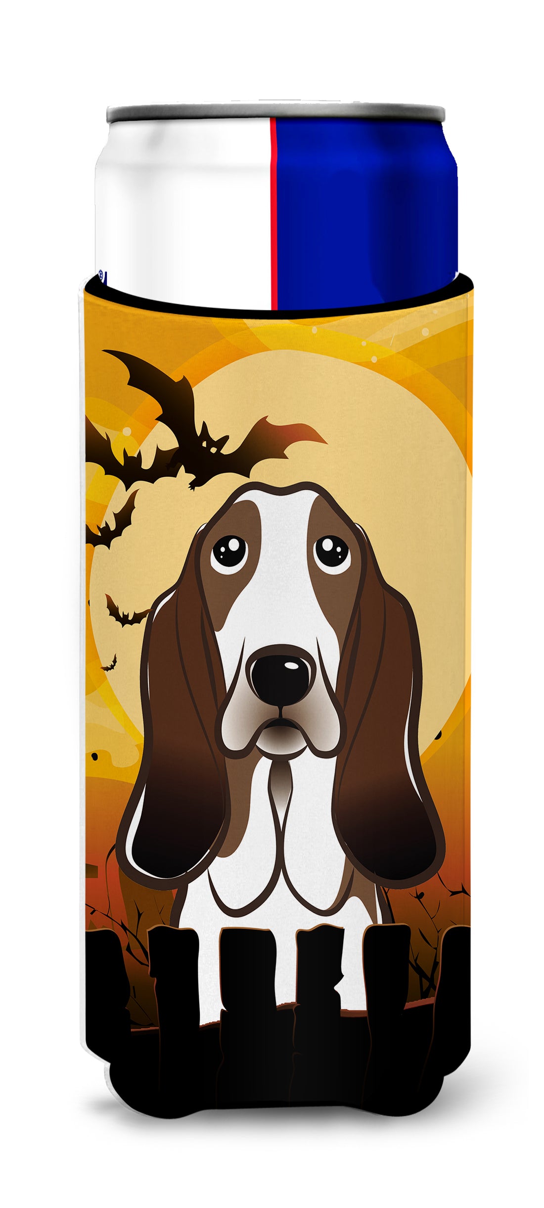 Halloween Basset Hound Ultra Beverage Insulators for slim cans BB1801MUK  the-store.com.