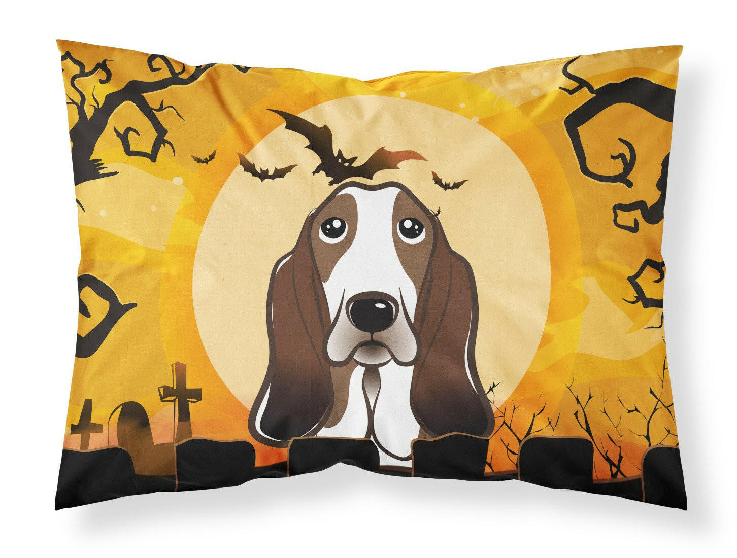 Halloween Basset Hound Fabric Standard Pillowcase BB1801PILLOWCASE by Caroline's Treasures