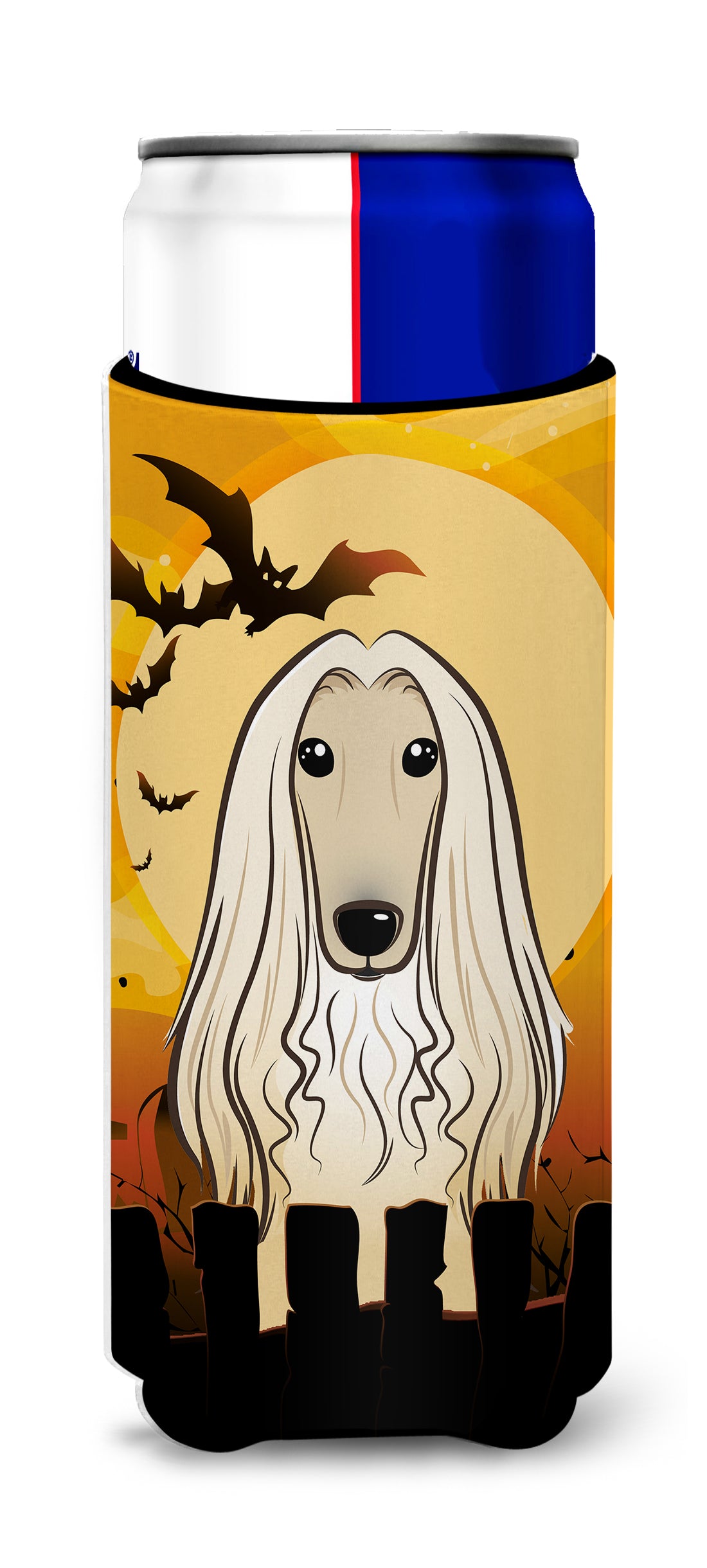 Halloween Afghan Hound Ultra Beverage Insulators for slim cans BB1802MUK  the-store.com.