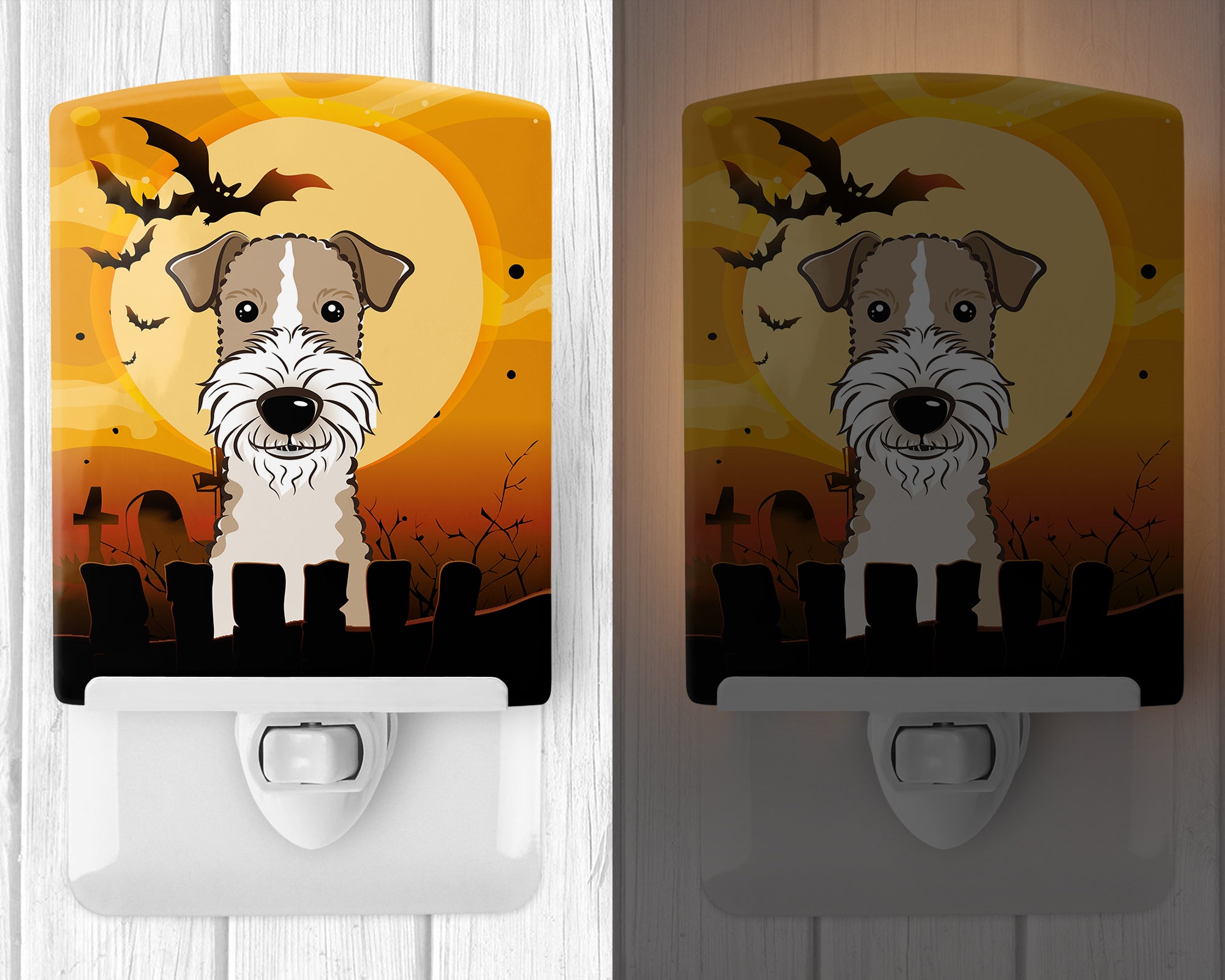 Halloween Wire Haired Fox Terrier Ceramic Night Light BB1805CNL - the-store.com