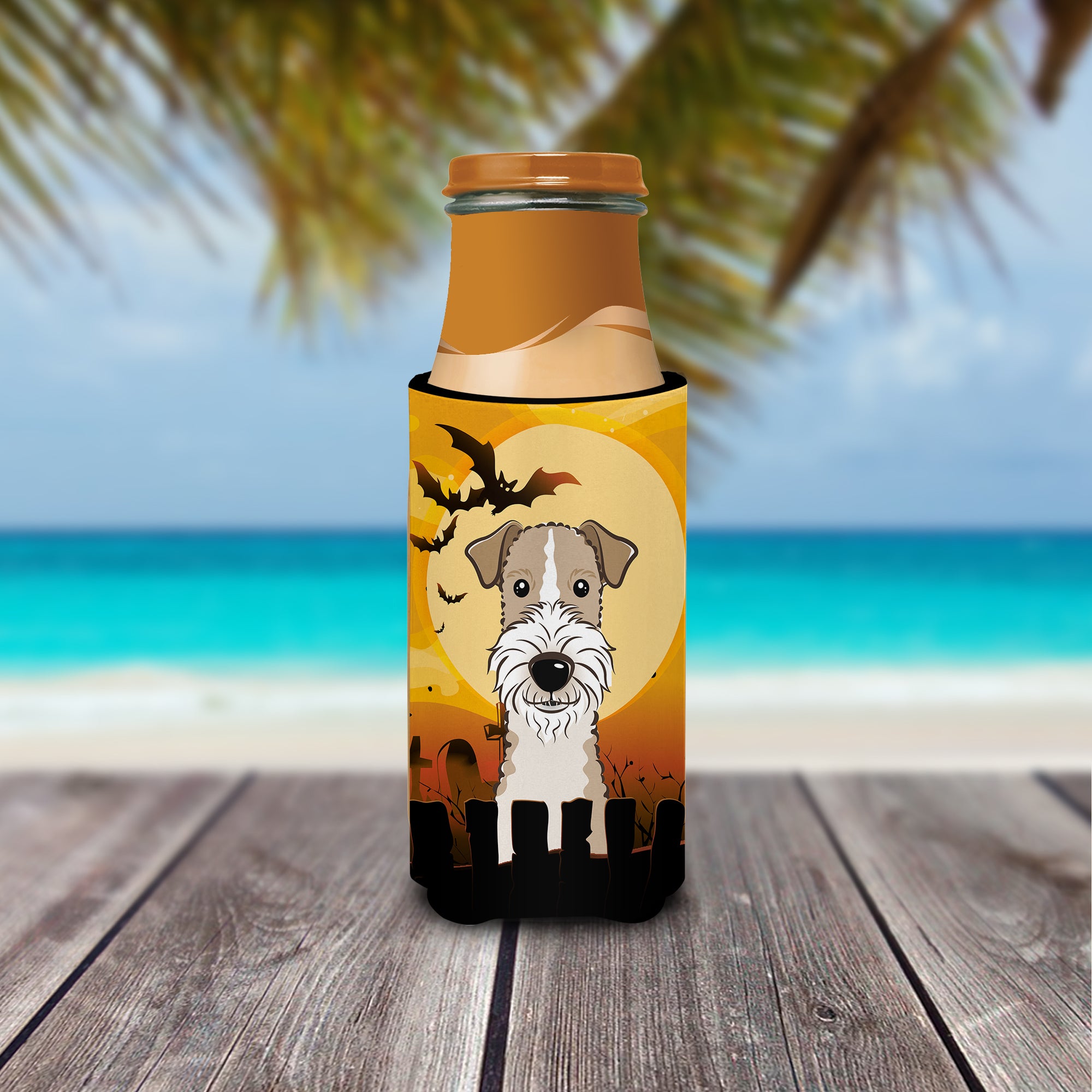 Halloween Wire Haired Fox Terrier Ultra Beverage Insulators for slim cans BB1805MUK  the-store.com.