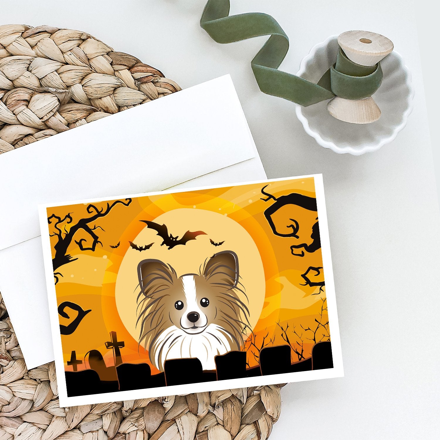 Buy this Halloween Papillon Greeting Cards and Envelopes Pack of 8