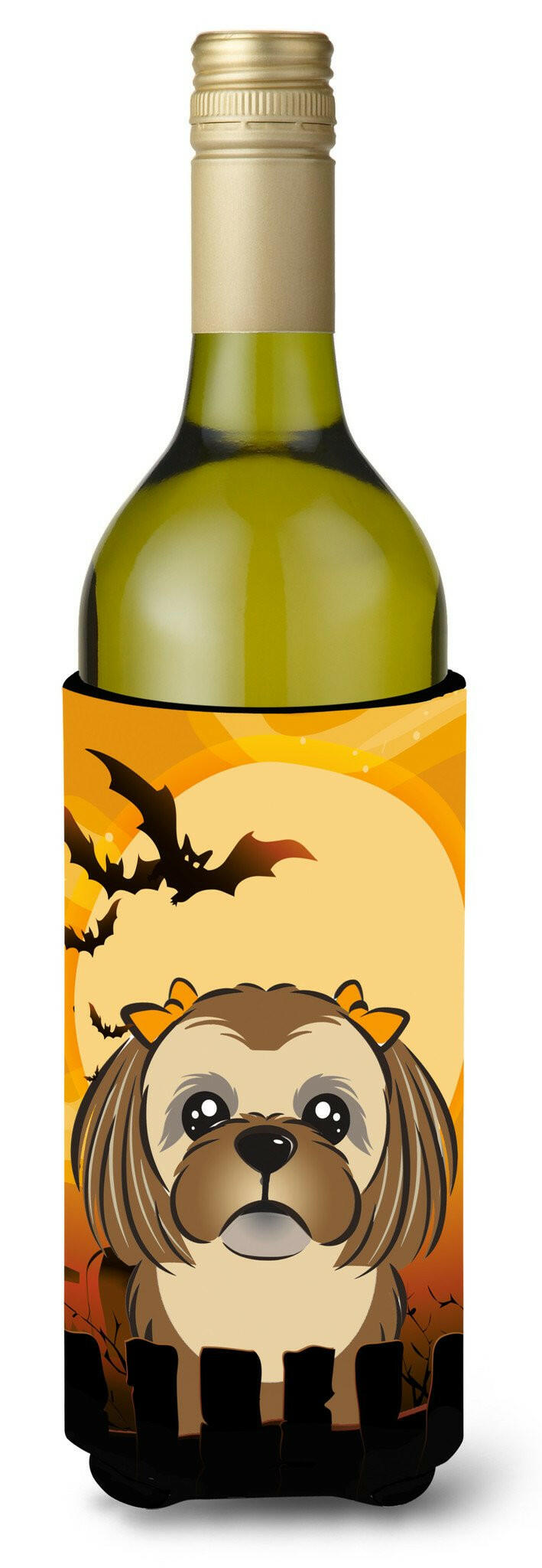 Halloween Chocolate Brown Shih Tzu Wine Bottle Beverage Insulator Hugger BB1807LITERK by Caroline&#39;s Treasures