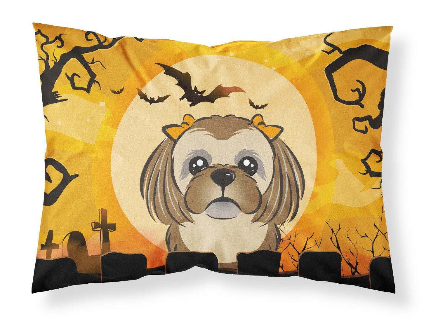 Halloween Chocolate Brown Shih Tzu Fabric Standard Pillowcase BB1807PILLOWCASE by Caroline's Treasures