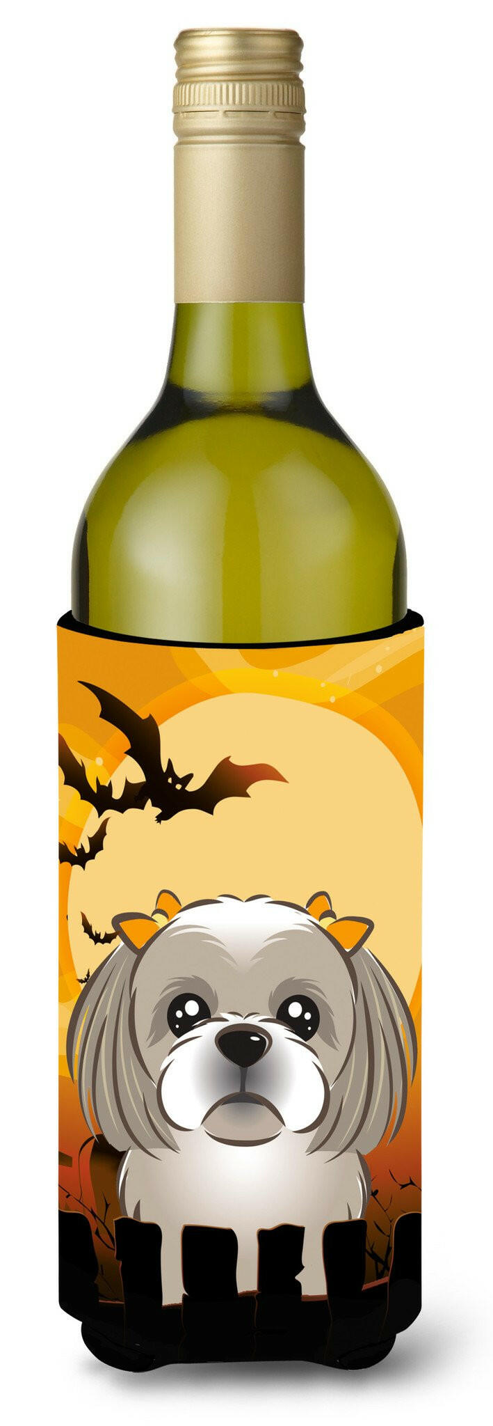 Halloween Gray Silver Shih Tzu Wine Bottle Beverage Insulator Hugger BB1808LITERK by Caroline&#39;s Treasures
