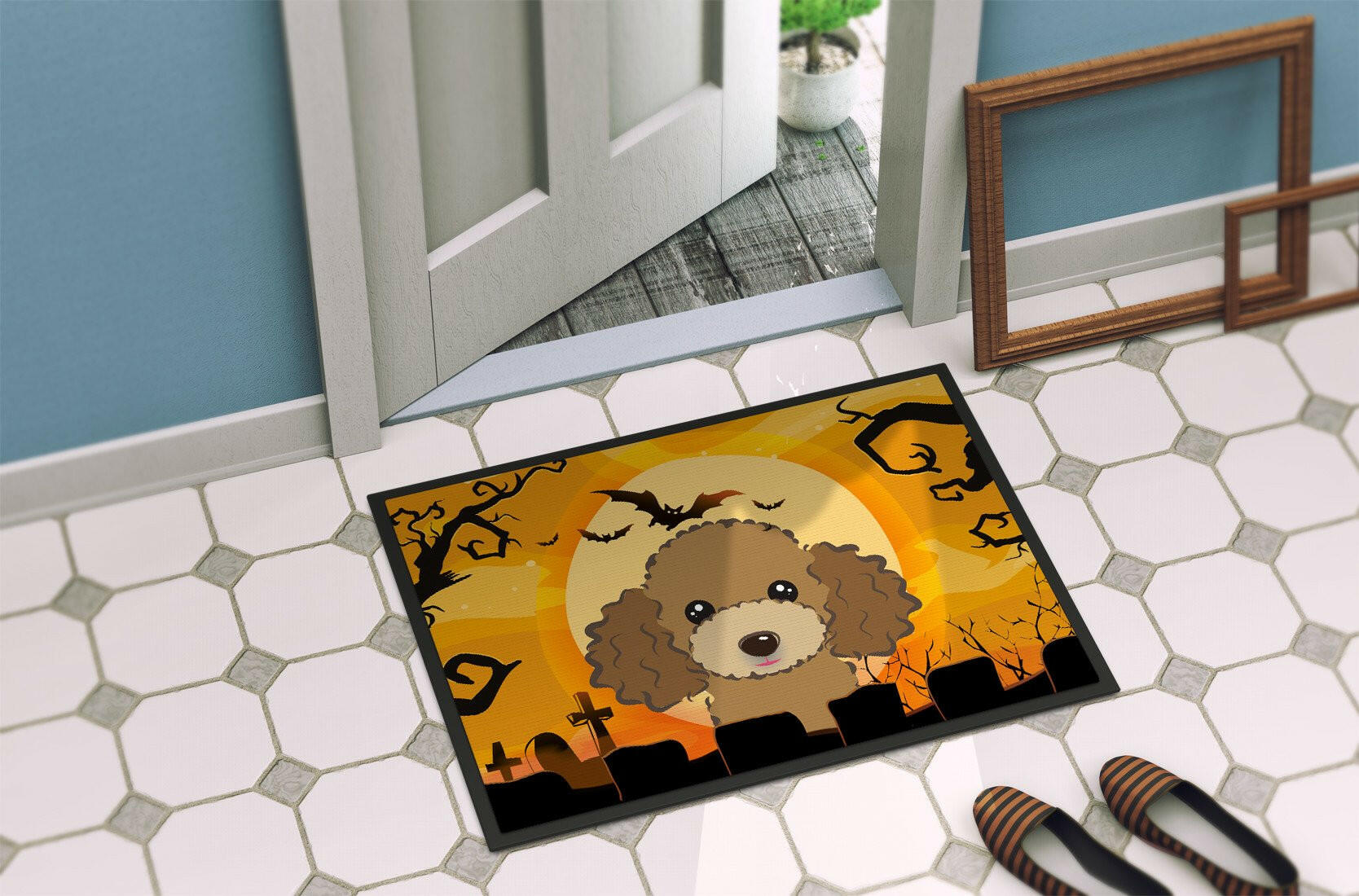 Halloween Chocolate Brown Poodle Indoor or Outdoor Mat 24x36 BB1814JMAT - the-store.com