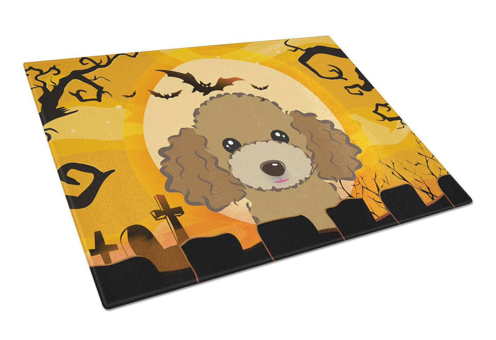 Halloween Chocolate Brown Poodle Glass Cutting Board Large BB1814LCB by Caroline's Treasures