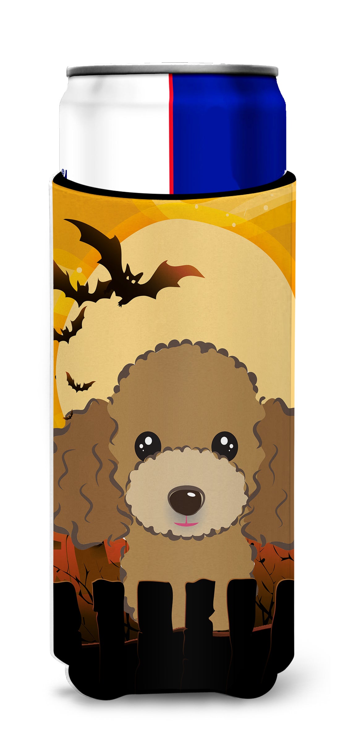 Halloween Chocolate Brown Poodle Ultra Beverage Insulators for slim cans BB1814MUK  the-store.com.