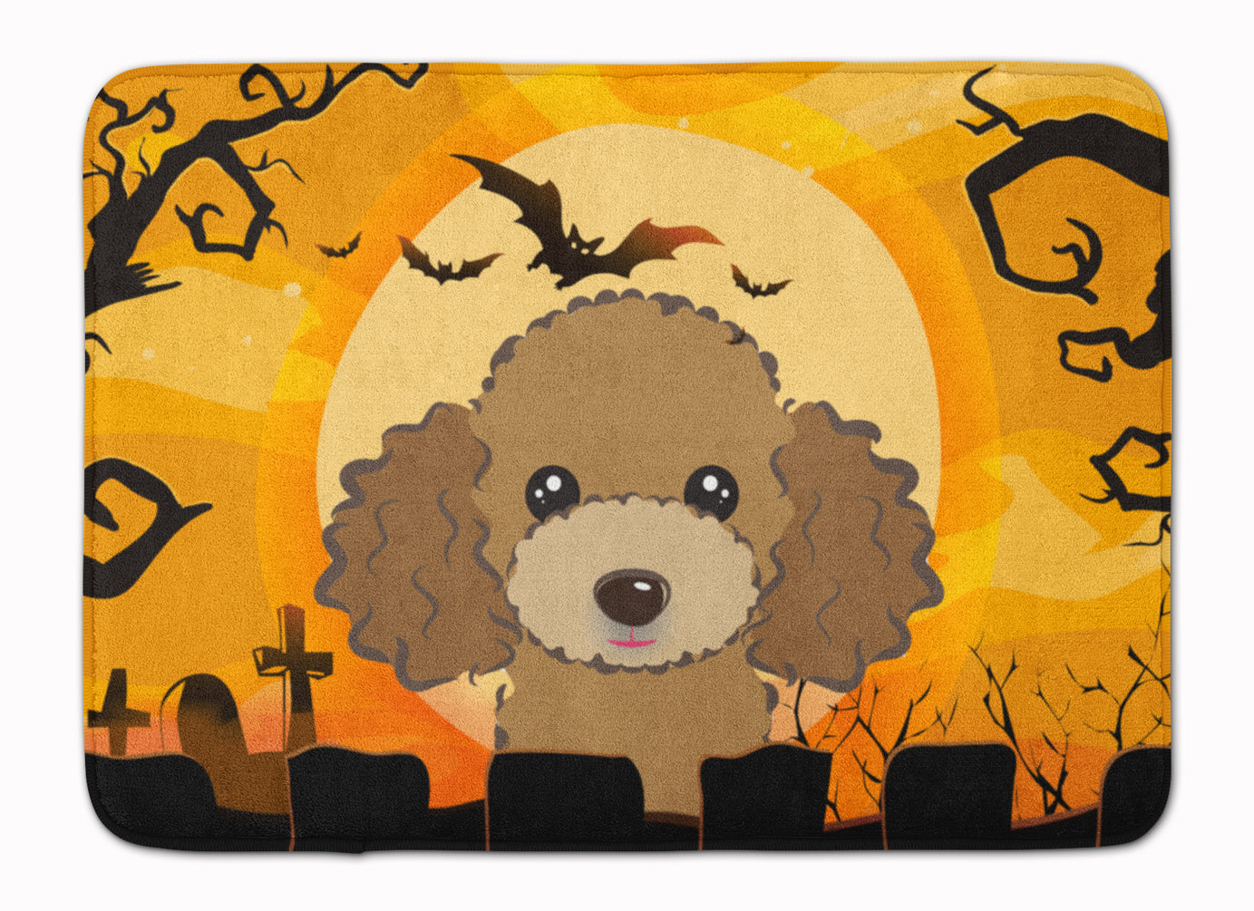 Halloween Chocolate Brown Poodle Machine Washable Memory Foam Mat BB1814RUG - the-store.com