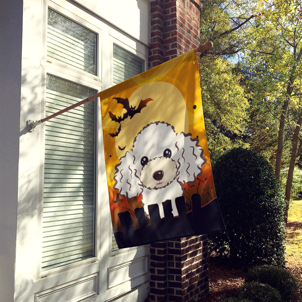 Halloween White Poodle Flag Canvas House Size BB1815CHF  the-store.com.
