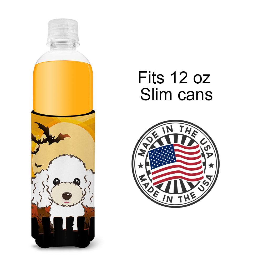 Halloween White Poodle Ultra Beverage Insulators for slim cans BB1815MUK