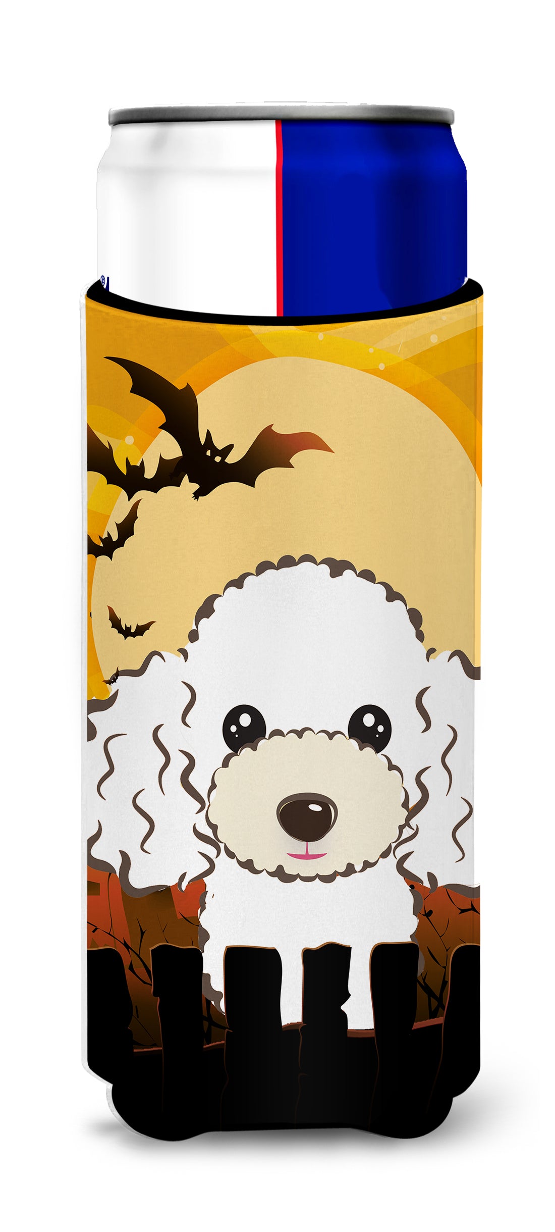 Halloween White Poodle Ultra Beverage Insulators for slim cans BB1815MUK  the-store.com.