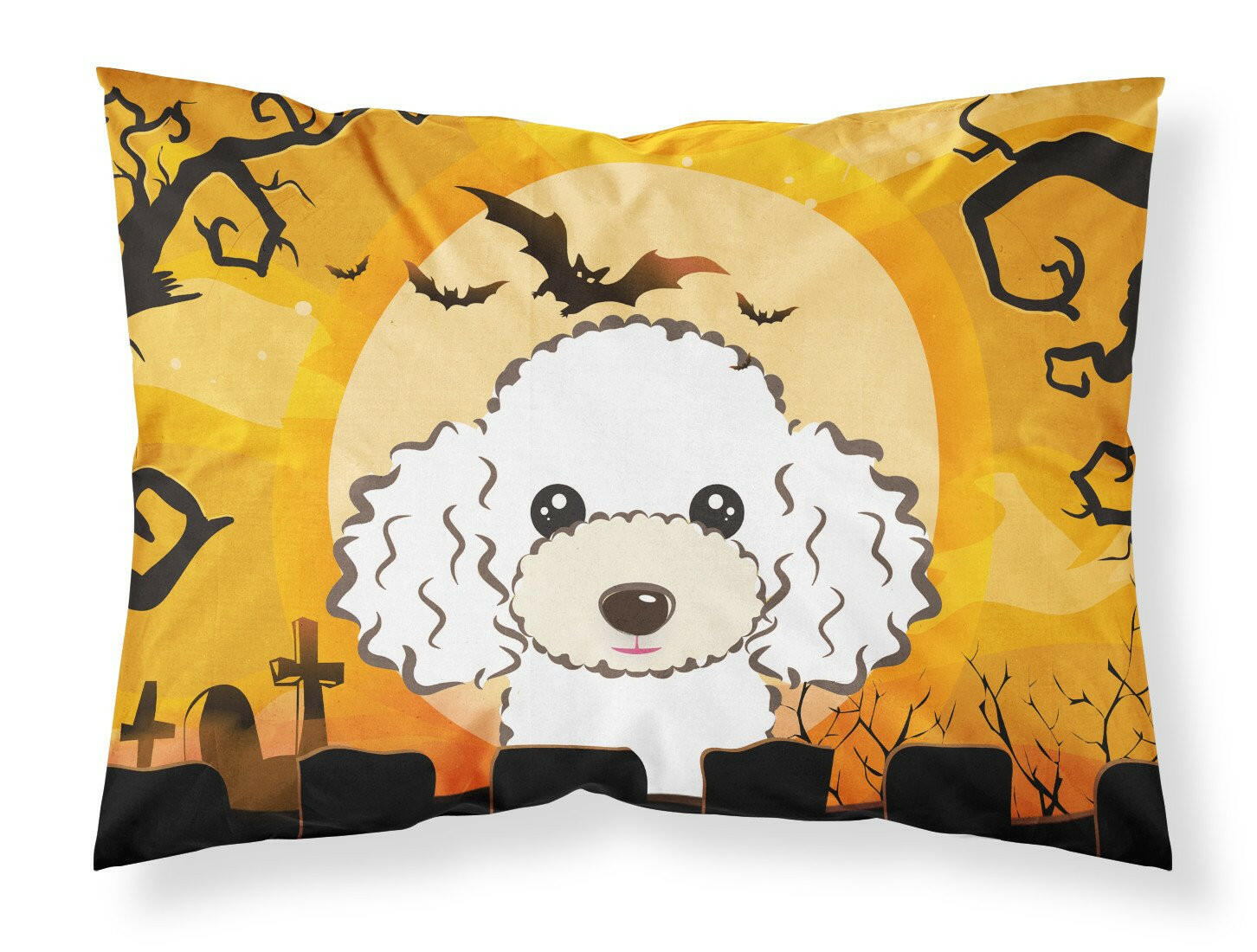 Halloween White Poodle Fabric Standard Pillowcase BB1815PILLOWCASE by Caroline's Treasures