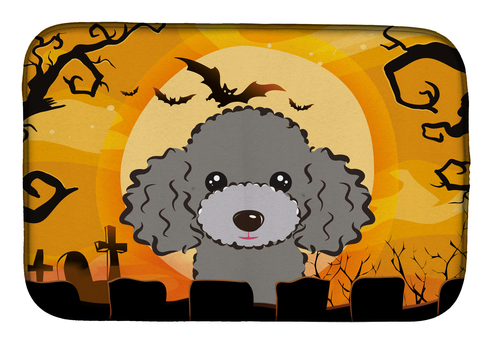 Halloween Silver Gray Poodle Dish Drying Mat BB1817DDM  the-store.com.